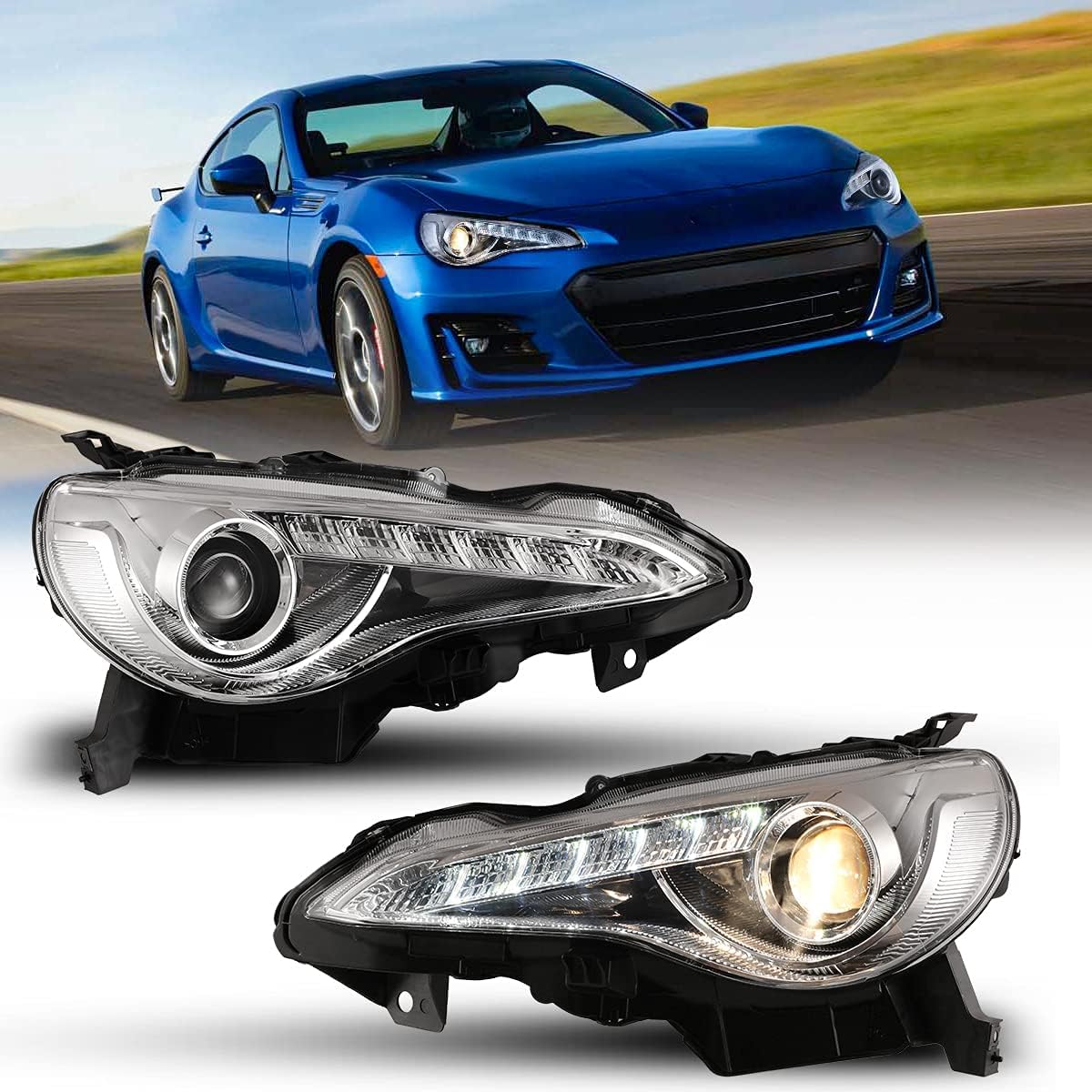 Nixon Offroad LED Headlights Assembly for 2013-2016 Scion FR-S & 2017-2020 Toyota 86 | High/Low Beam Headlight Pair with DRL for 2013-2020 Subaru BRZ | Left & Right Side Replacement | Perfect for Night Driving & Off-Road Adventures