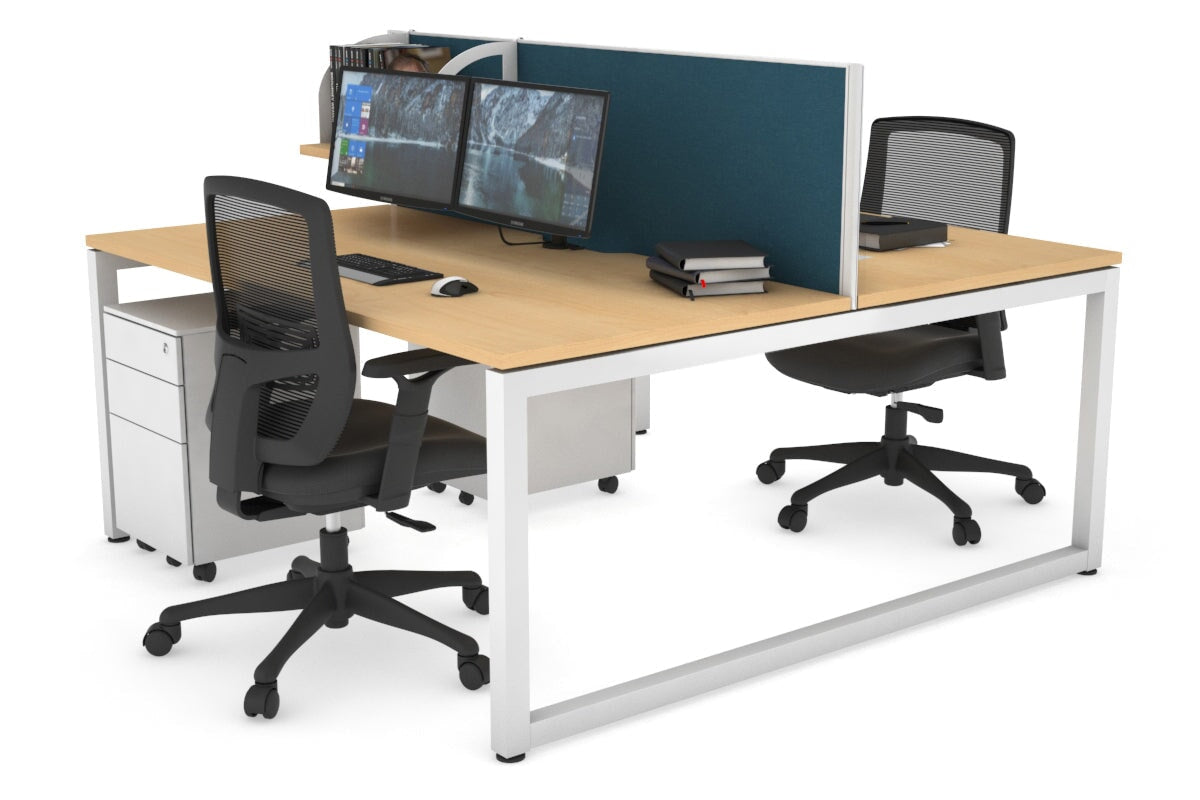 Quadro Loop Legs 2 Person Office Workstation - 1600L x 800W with Cable Management - Modern Shared Desk for Collaborative Workspaces & Home Offices