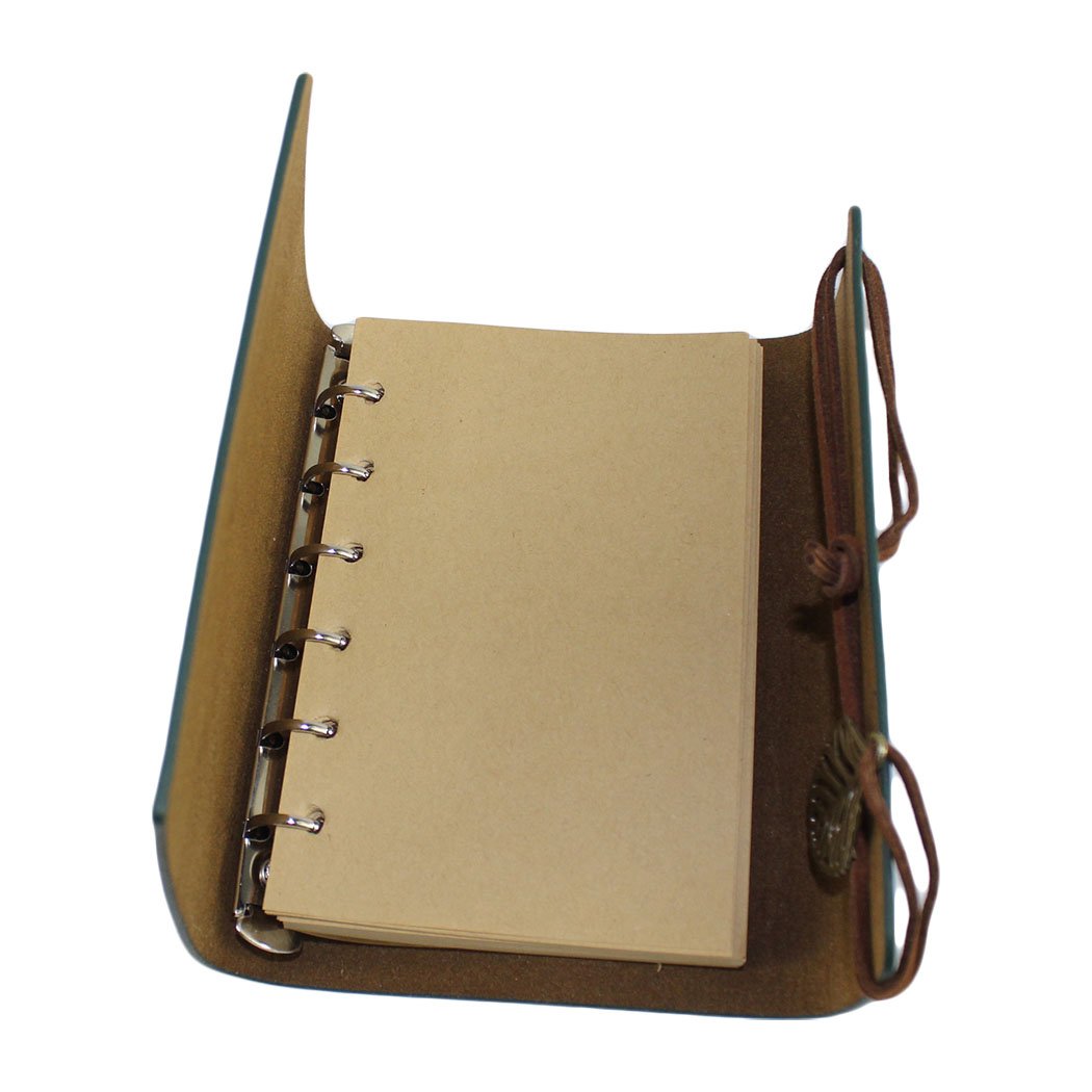 Vintage Retro Leather Journal Notebook with Blank Loose-Leaf Pages & Free Gel Pen - Army Green - Perfect for Travel, Writing, Sketching & Gift Giving