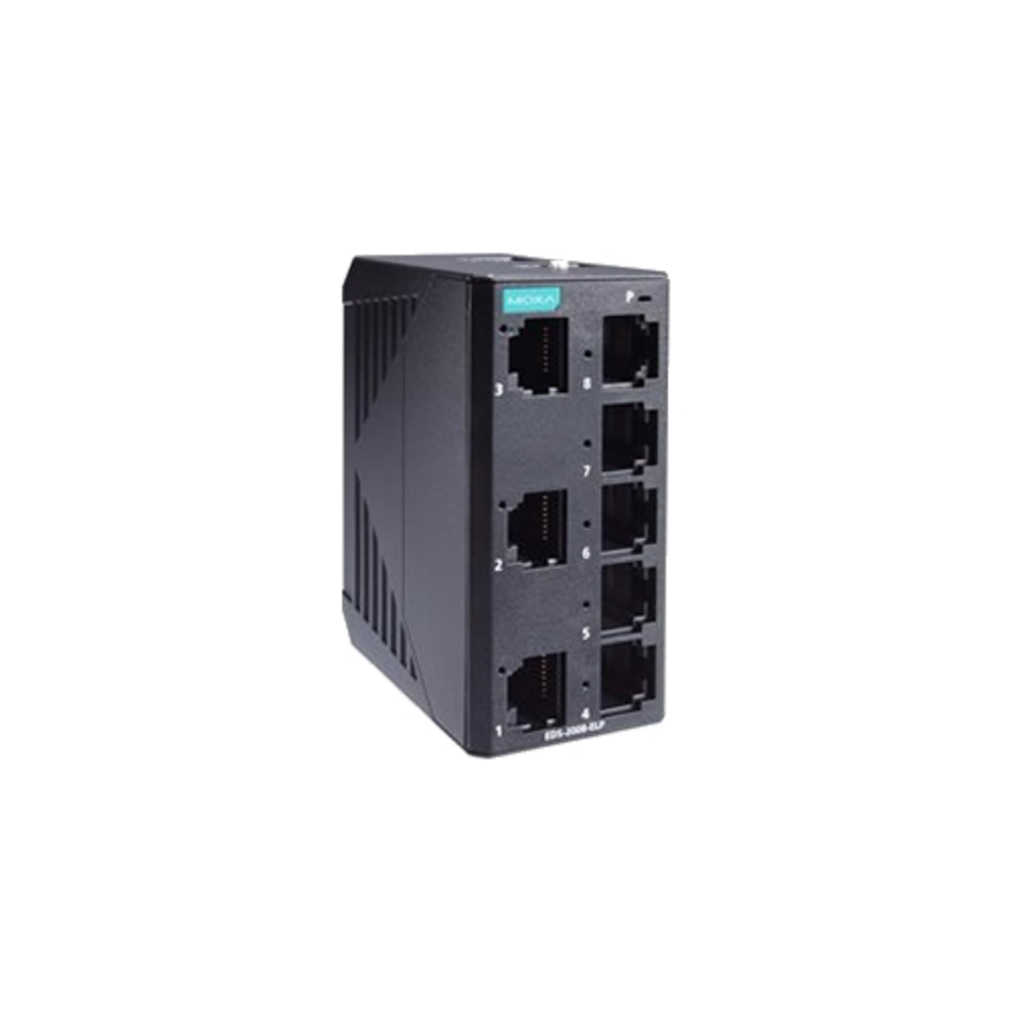 MOXA EDS-2008-ELP 8-Port Unmanaged Ethernet Switch with 8 Fast Ethernet Ports, Industrial-Grade (-10°C to 60°C) - Perfect for Home Office, Small Business Networks, and Industrial Automation