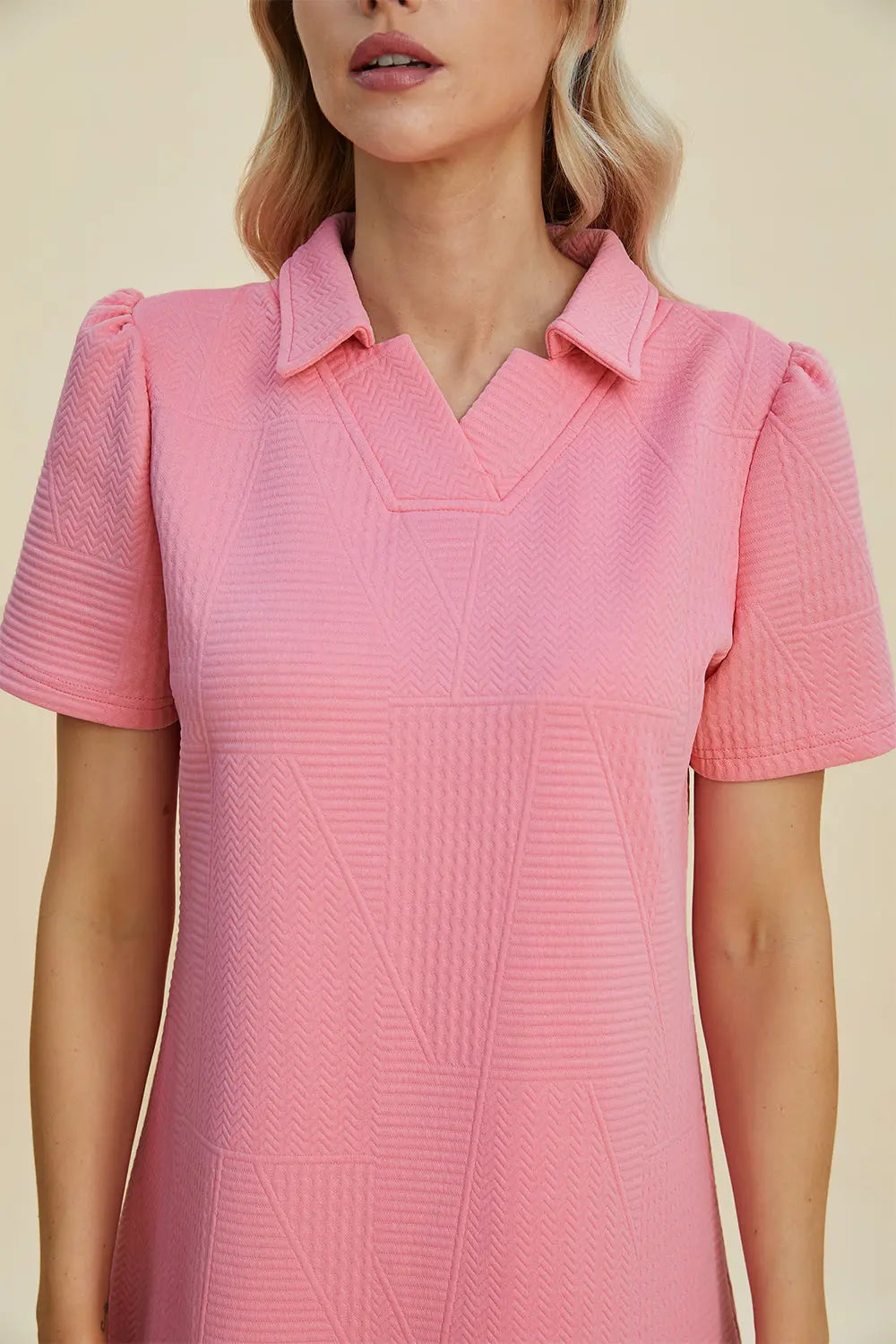 Double Take Full Size Textured Short Sleeve Dress for Women - Casual Summer Flowy Dress for Beach, Vacation & Everyday Wear