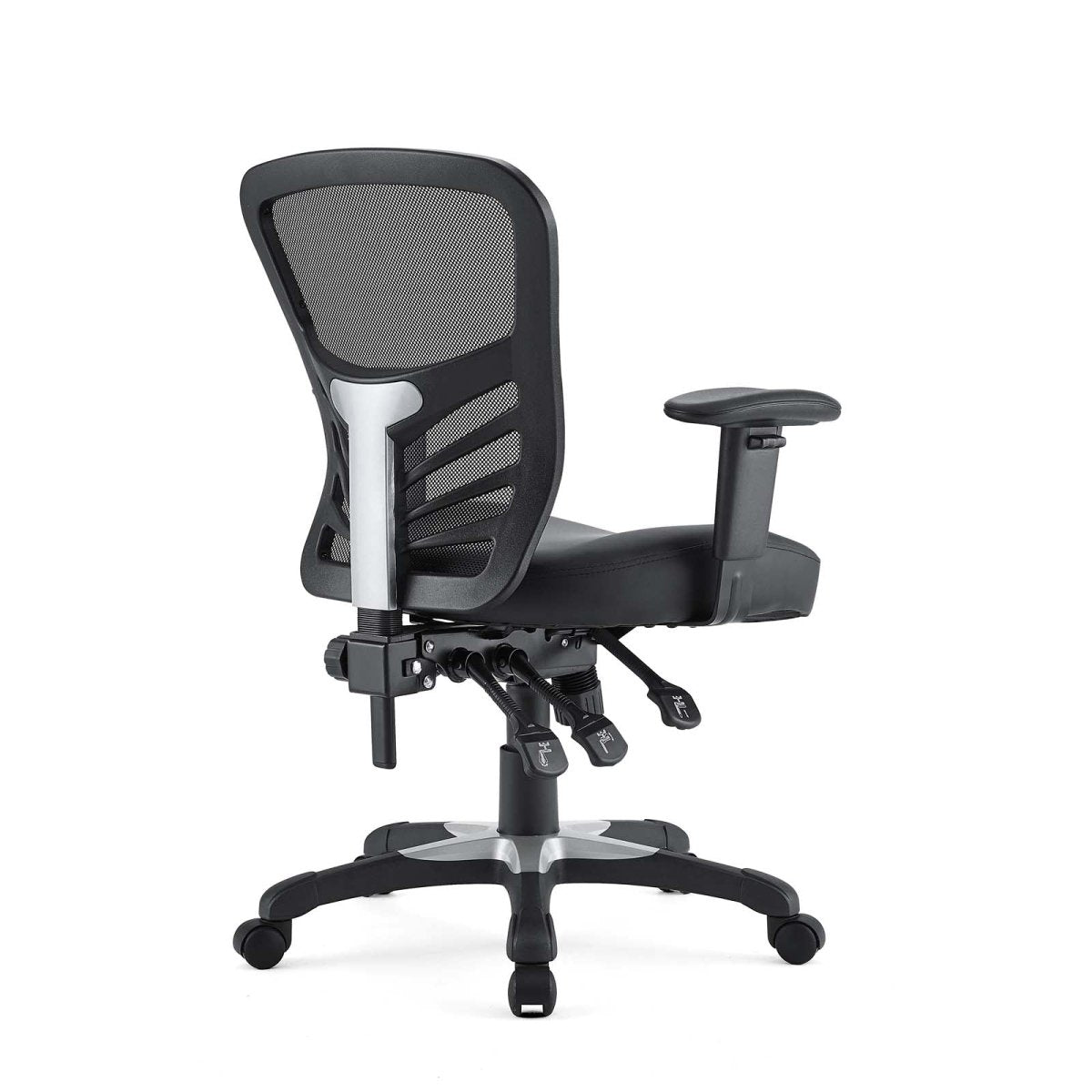 Ergonomic Black Vinyl Office Chair with Adjustable Armrests - 27.5