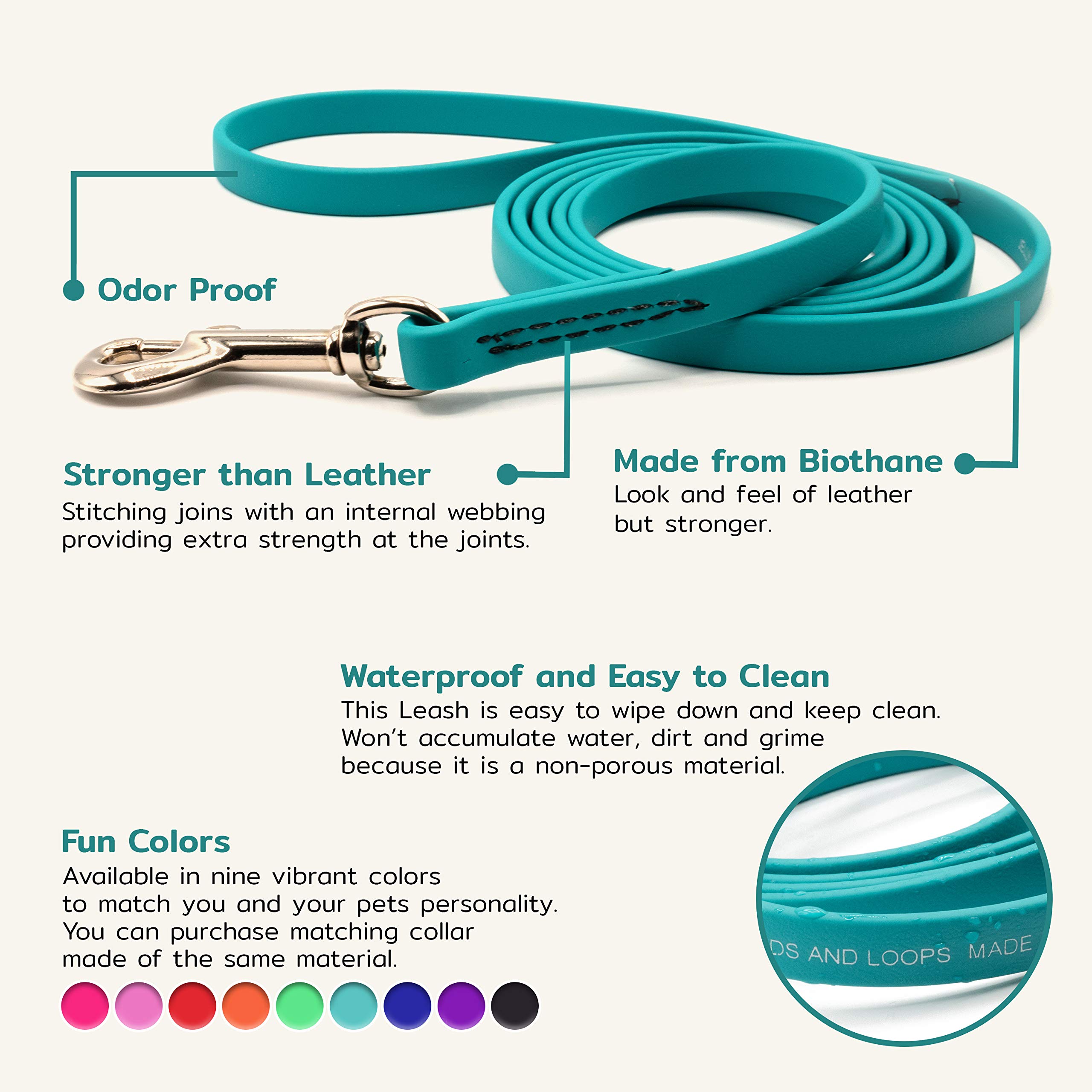 Premium Jelly Pet Leash - Waterproof, Easy to Clean & Durable Dog Leash - Stronger Than Leather (1/2