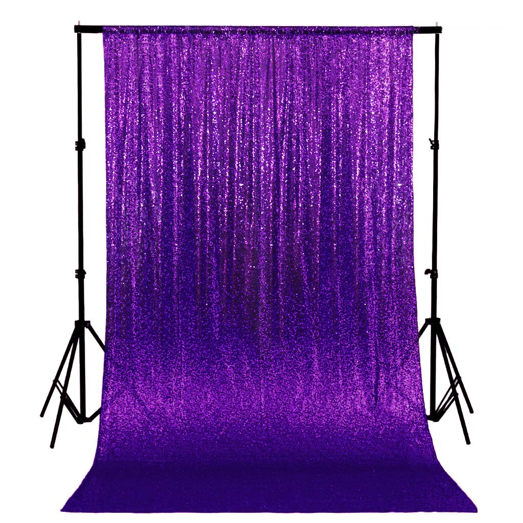 AMZLOKAE 4FTx8FT Purple Sequin Backdrop Curtain - Shimmer Photography Backdrop for Baby Shower, Wedding, Party & Thanksgiving Decor | Glitter Sequin Panels for Event & Home Decoration