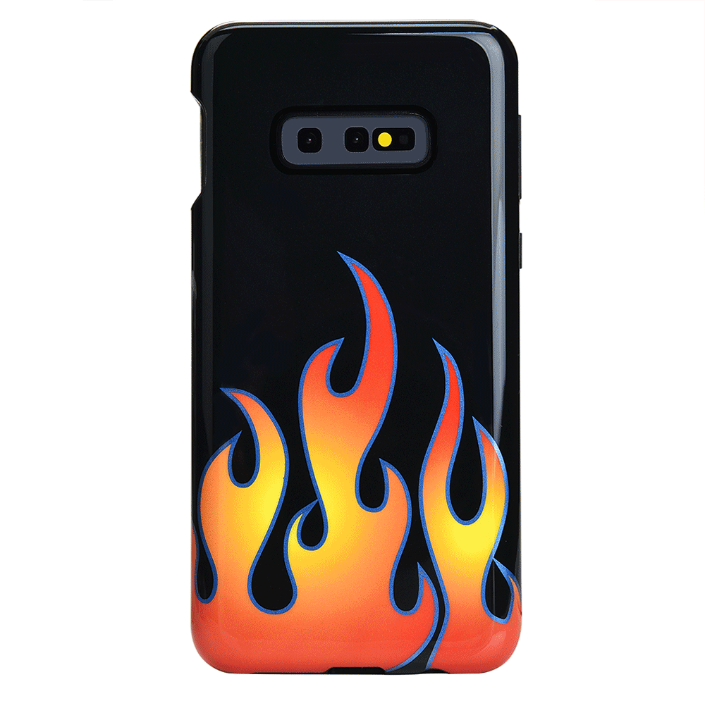 Blue Chrome Flames Samsung Galaxy Case - Protective Phone Cover for Galaxy S21/S22/S23 - Stylish & Durable Design for Everyday Use & Gaming