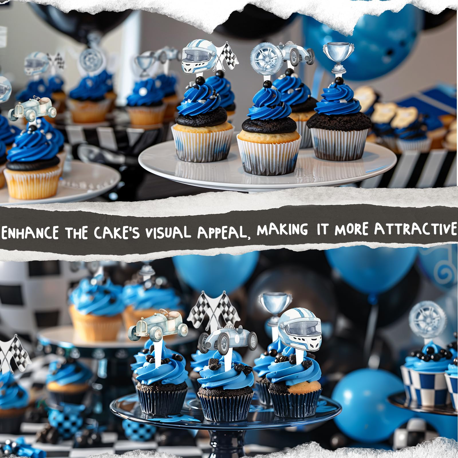 36 Pcs Race Car Cupcake Toppers - Racing Car Party Decorations for Birthday, Baby Shower & Cake Decor - Perfect for Race Car Themed Events, Kids Parties & Dessert Displays