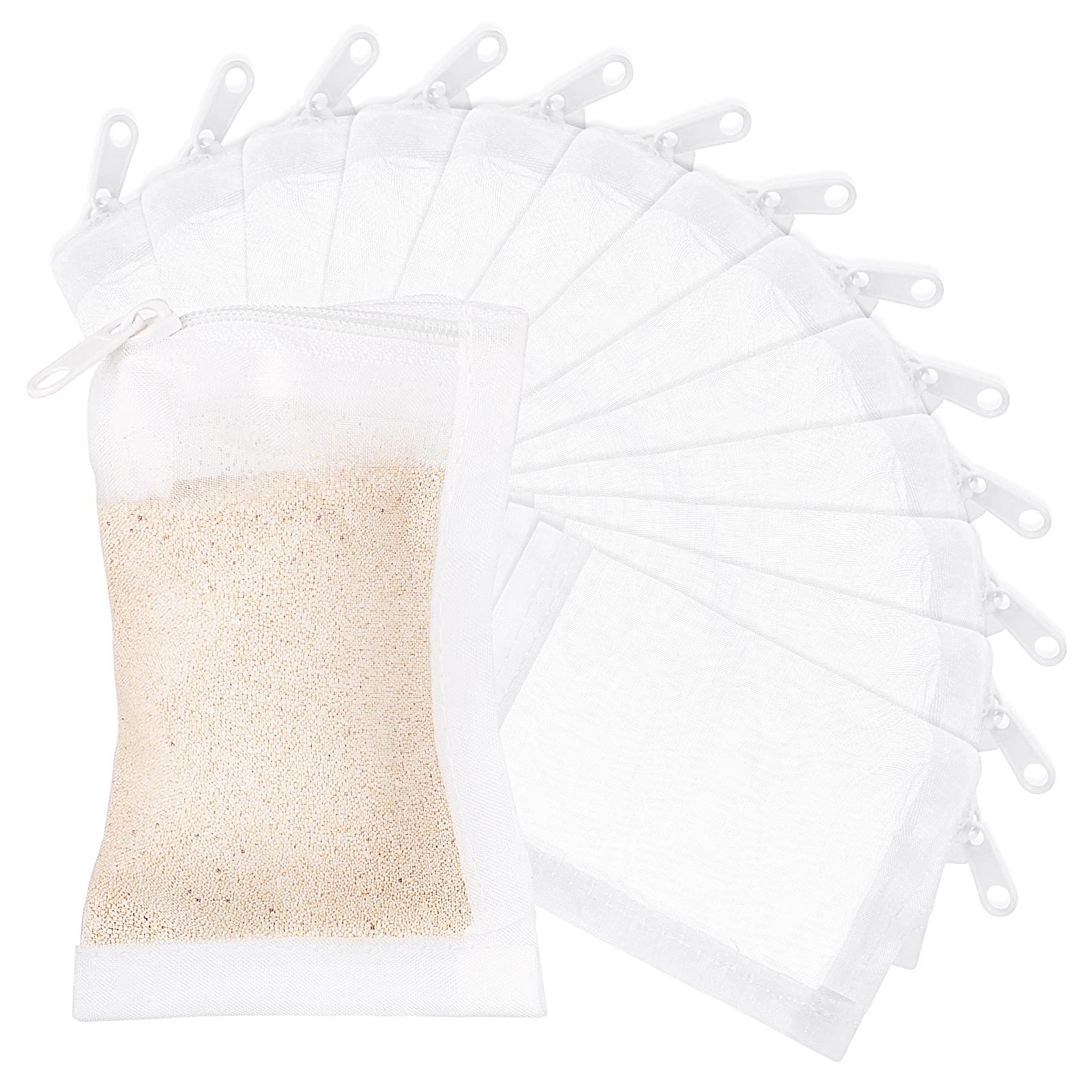 Geiserailie 15 Pack Aquarium Filter Media Bags - 150 Micron Fine Mesh Reusable Filter Bags with Zipper for Activated Carbon & Resins (2.4 x 4 Inch, Nylon) - Perfect for Fish Tank, Pond & Water Filtration Systems