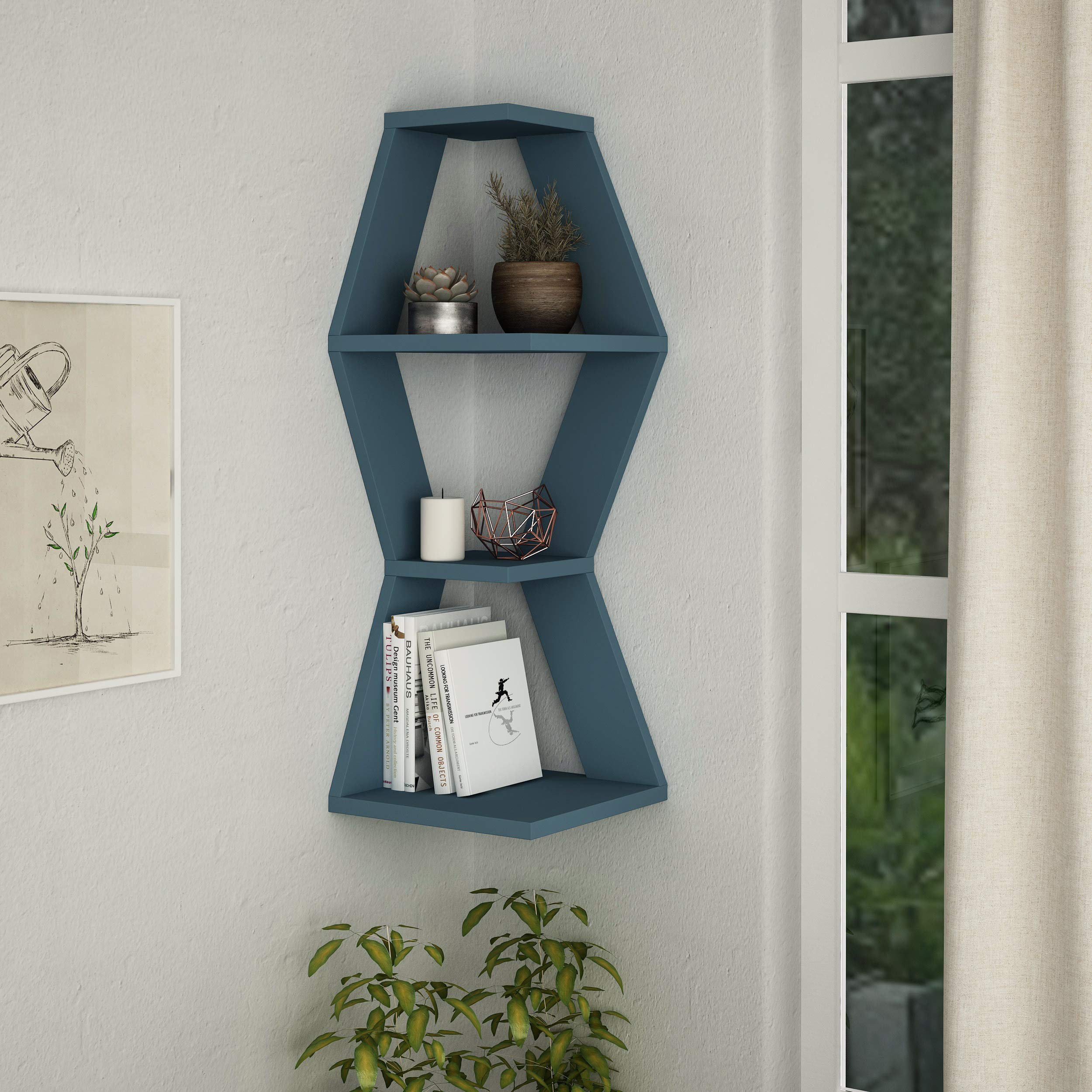 Modern Petrol Blue Wall Shelf - 33.86