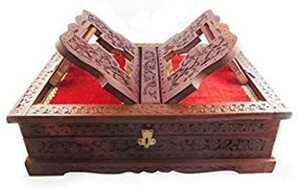 Wooden Book Stand for Quran, Bible, Geeta & Guru Granth Sahib - Handcrafted Religious Scripture Holder with Adjustable Angle - Perfect for Prayer, Study & Home Decor