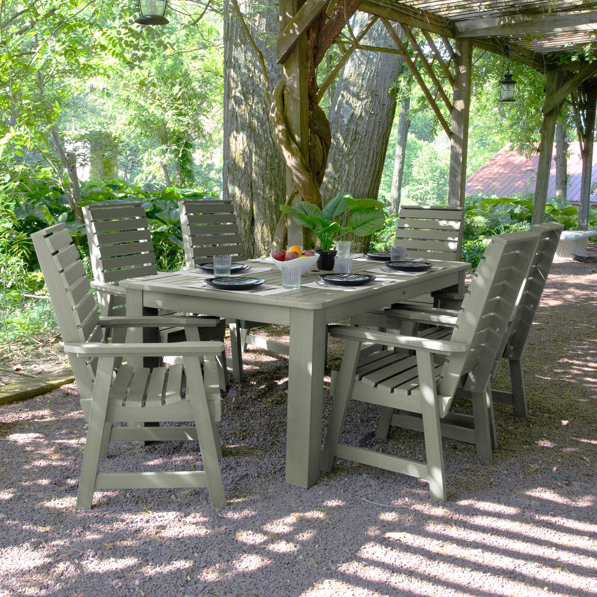 Weatherly 7-Piece Rectangular Dining Set 42x72 Inches - Outdoor Patio Furniture for Backyard, Garden & Poolside Dining