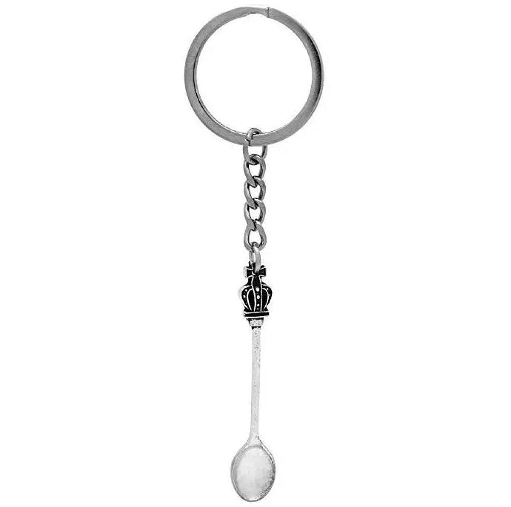 Mini Crown Snuff Spoon Keychain - King Queen Crowned Pendant Necklace Accessory | Perfect for Key Rings, Jewelry & Unique Gift Giving
