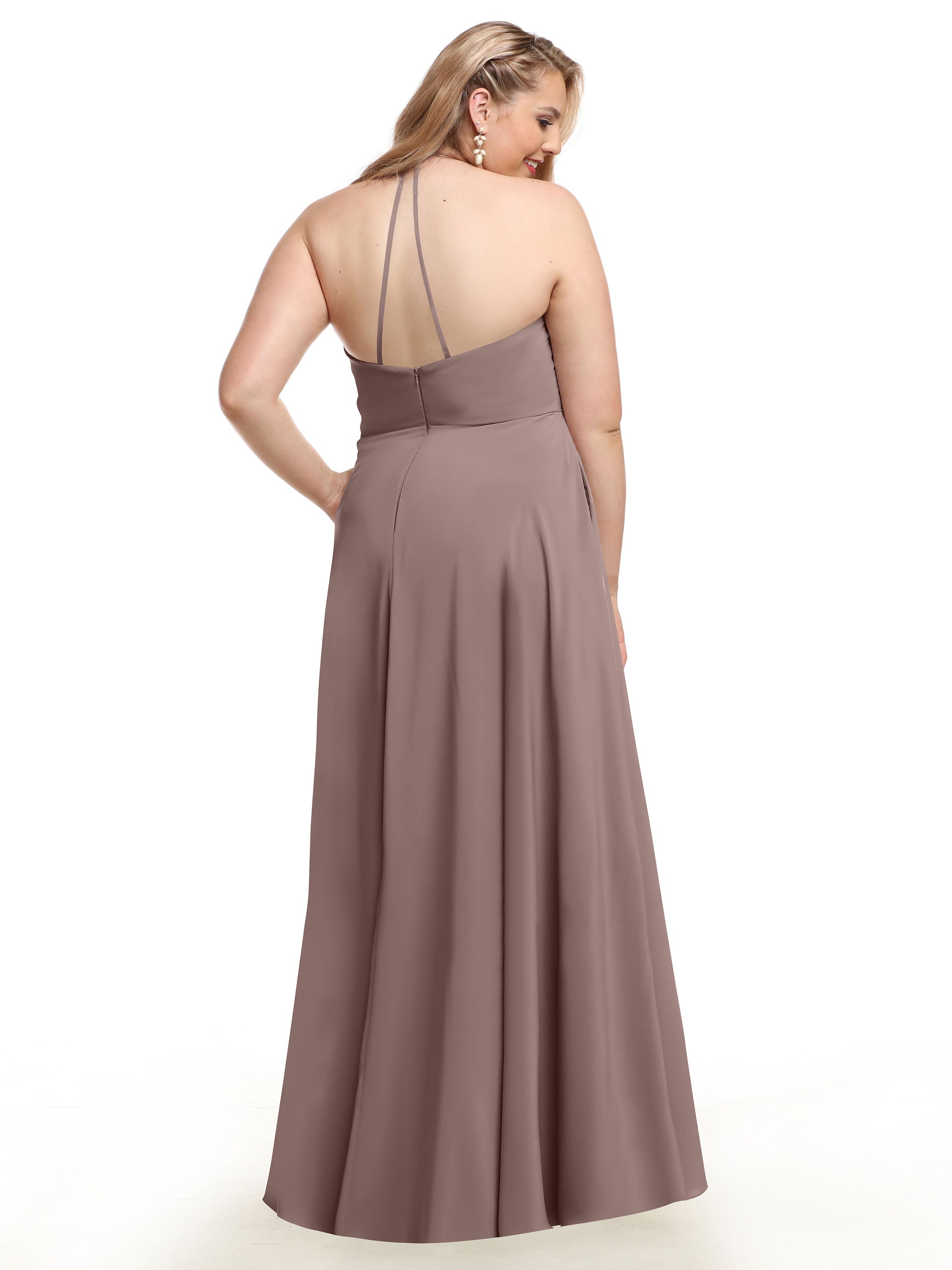 Elegant 80101 Stretch Chiffon A-Line Bridesmaid Dress with V-Neck & Pleats - Perfect for Weddings, Formal Events & Special Occasions