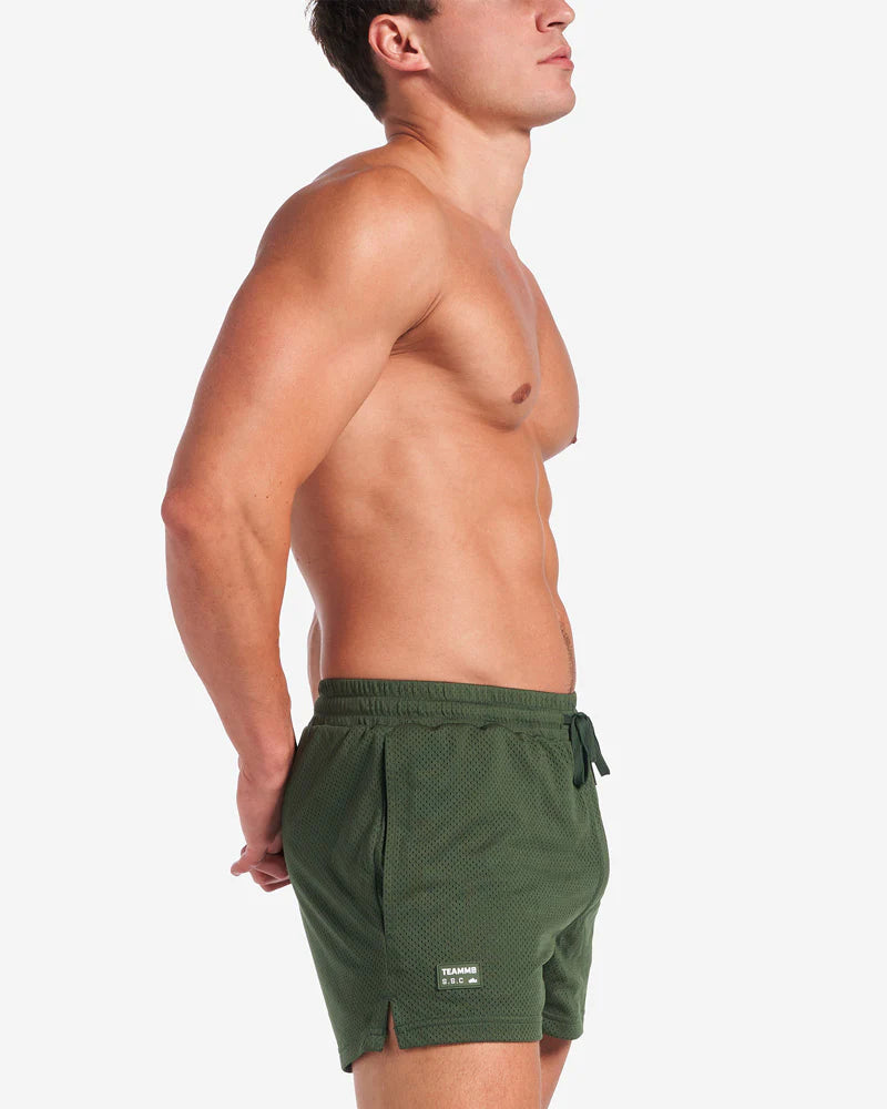 Teamm8 S.S.C 3 Mesh Shorts - Breathable Athletic Shorts for Men, Forest Green - Perfect for Running, Gym Workouts & Outdoor Sports