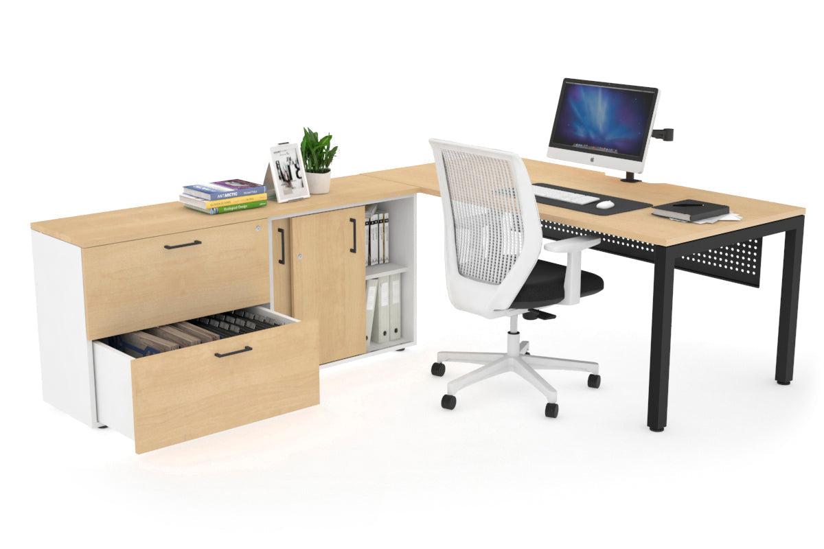 Quadro Square Executive Standing Desk Black Frame [1800L x 800W with Cable Management] - Perfect for Home Office & Modern Workspace Setup