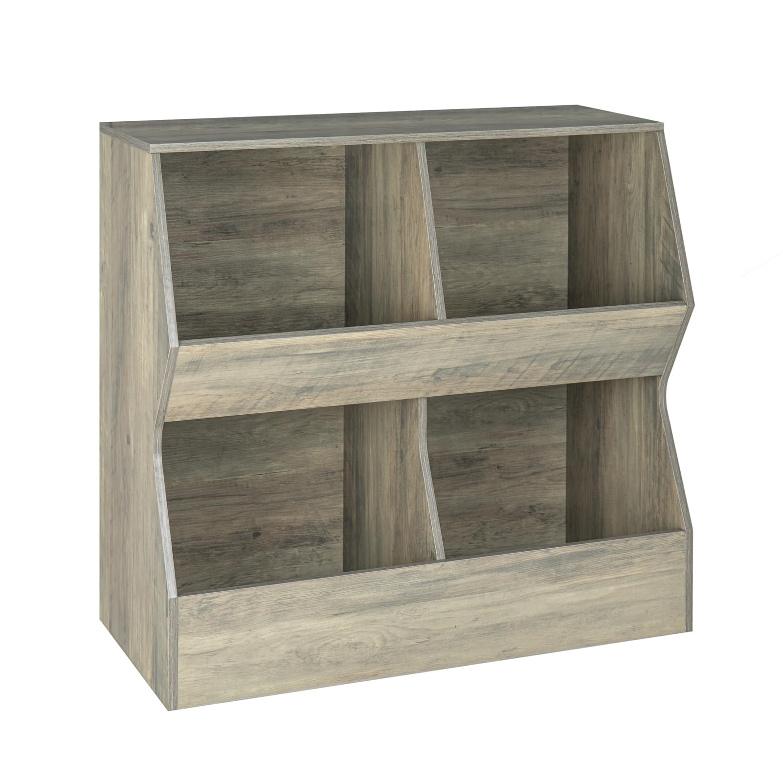 DINZI LVJ Kids Bookshelf & Toy Storage Organizer - 4-Cubby Wooden Bookcase for Children's Bedroom, Nursery, School | 31.5