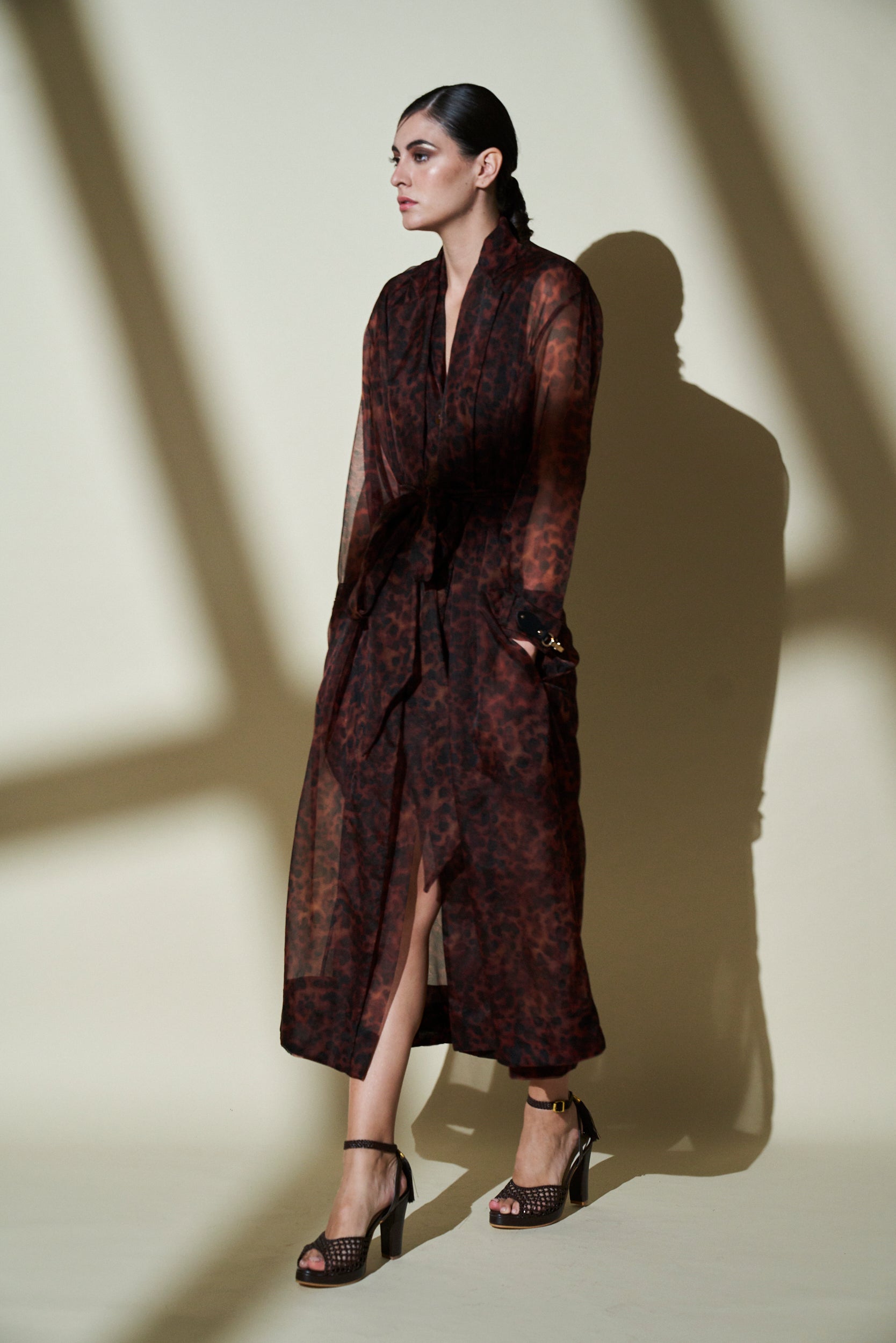 Bhumi Pednekar Stone Print Jacket & Dress Set with Belt - Stylish Women's Outerwear for Casual Outings & Evening Events