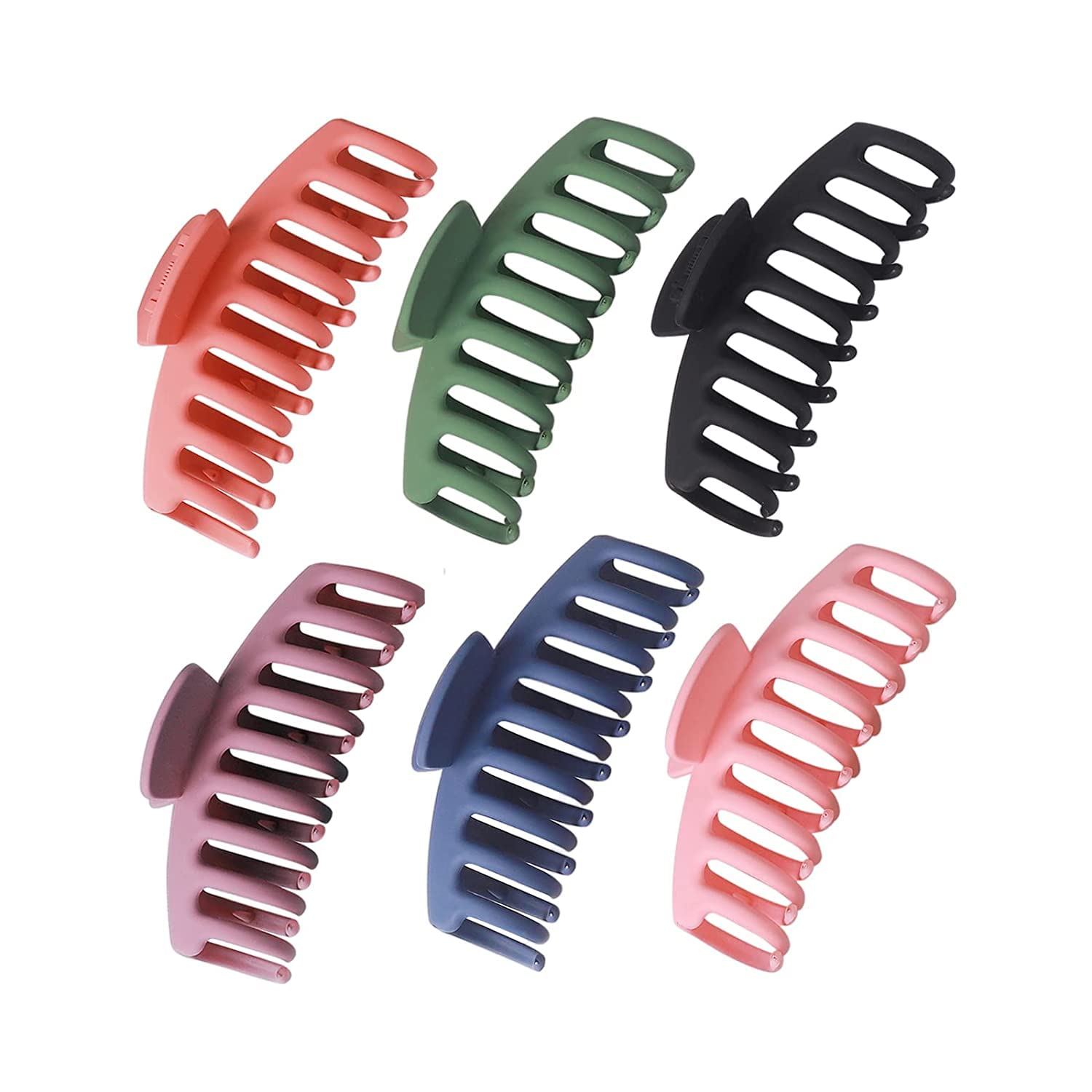 ALIBA COLLECTION 6 Pack Large Hair Claw Clips 4.33 Inch - Matte Non-Slip Strong Hold Hair Clips for Women & Girls (Multicolor) - Perfect for Thick Hair, Ponytails, Buns & Everyday Hairstyles