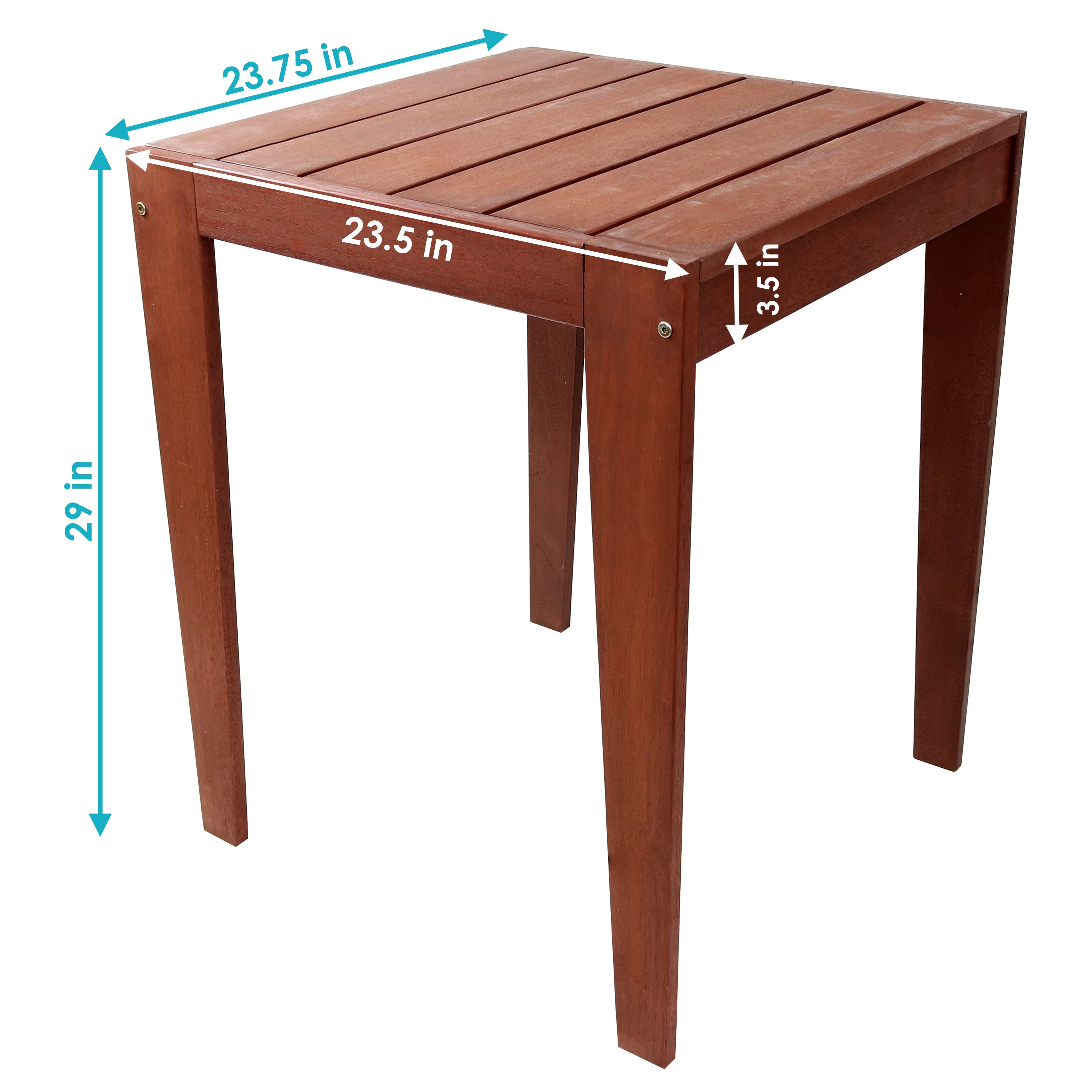 Premium Sunnydaze Meranti Wood Outdoor Table with Mahogany Teak Oil Finish - Weather-Resistant Patio, Garden, and Deck Dining Furniture for Backyard & Poolside Use