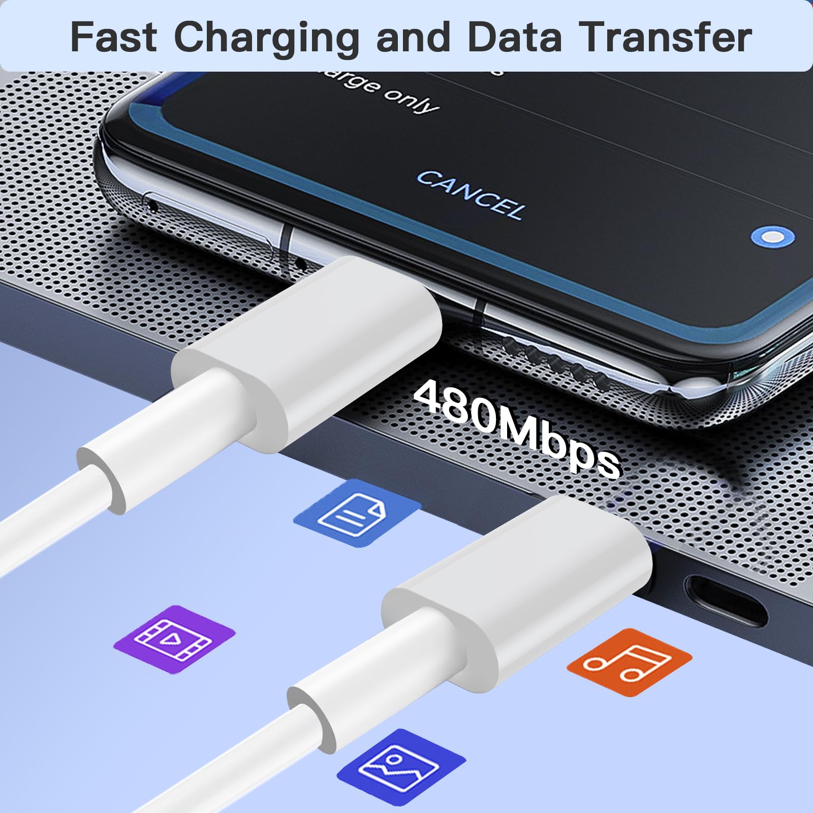 6FT USB C to USB C Cable 60W Fast Charging (3-Pack) - Compatible with MacBook Pro, iPhone 15 Series, Samsung Galaxy S23/S22, Google Pixel - Perfect for Home, Office & Travel Charging