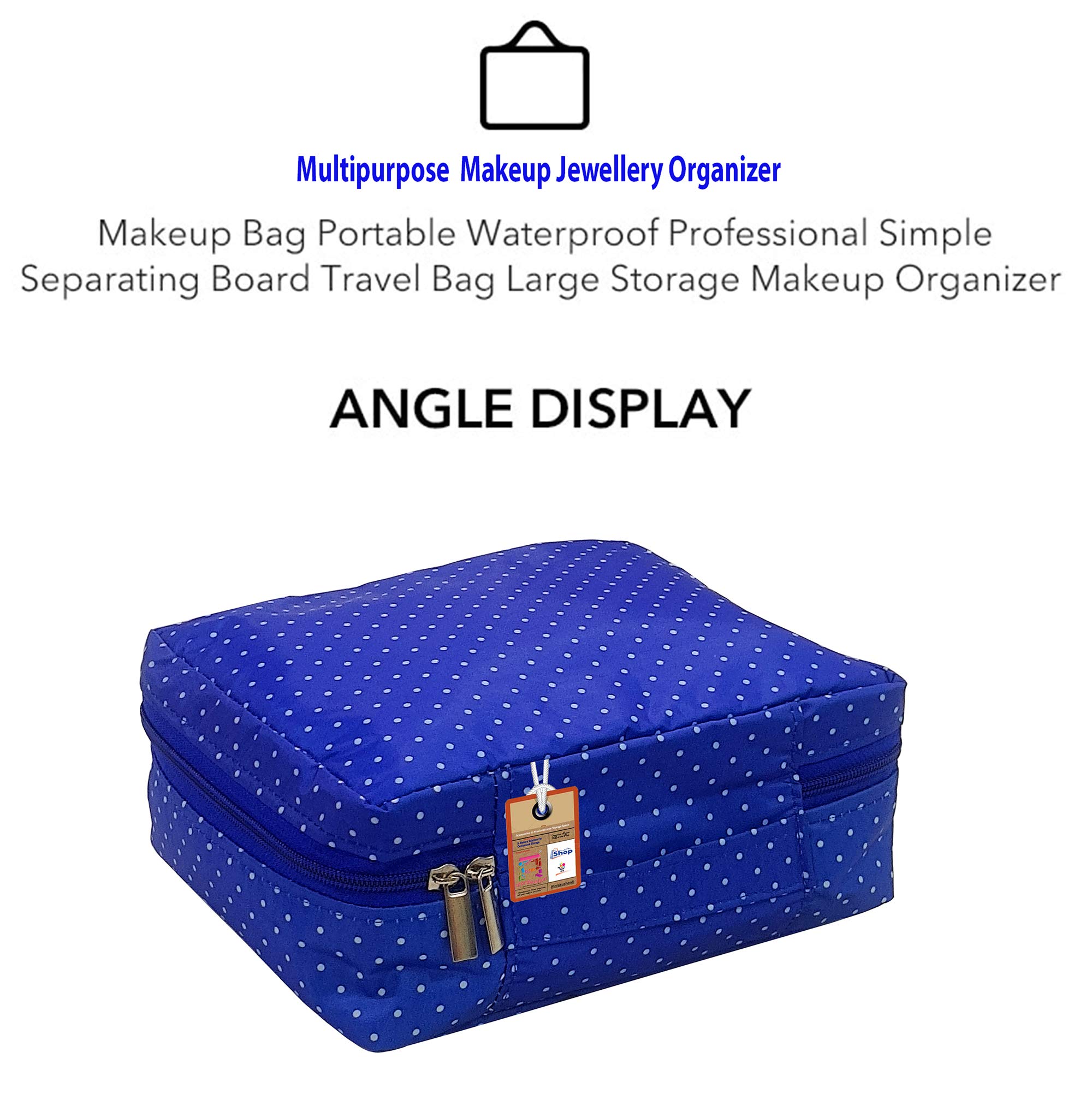 Atorakushon Makeup Storage Box - Cosmetic Vanity Organizer with Toiletry & Jewelry Pouch for Women | Travel-Friendly Wardrobe Organizer (Blue) | Perfect for Travel, Home & Office Use