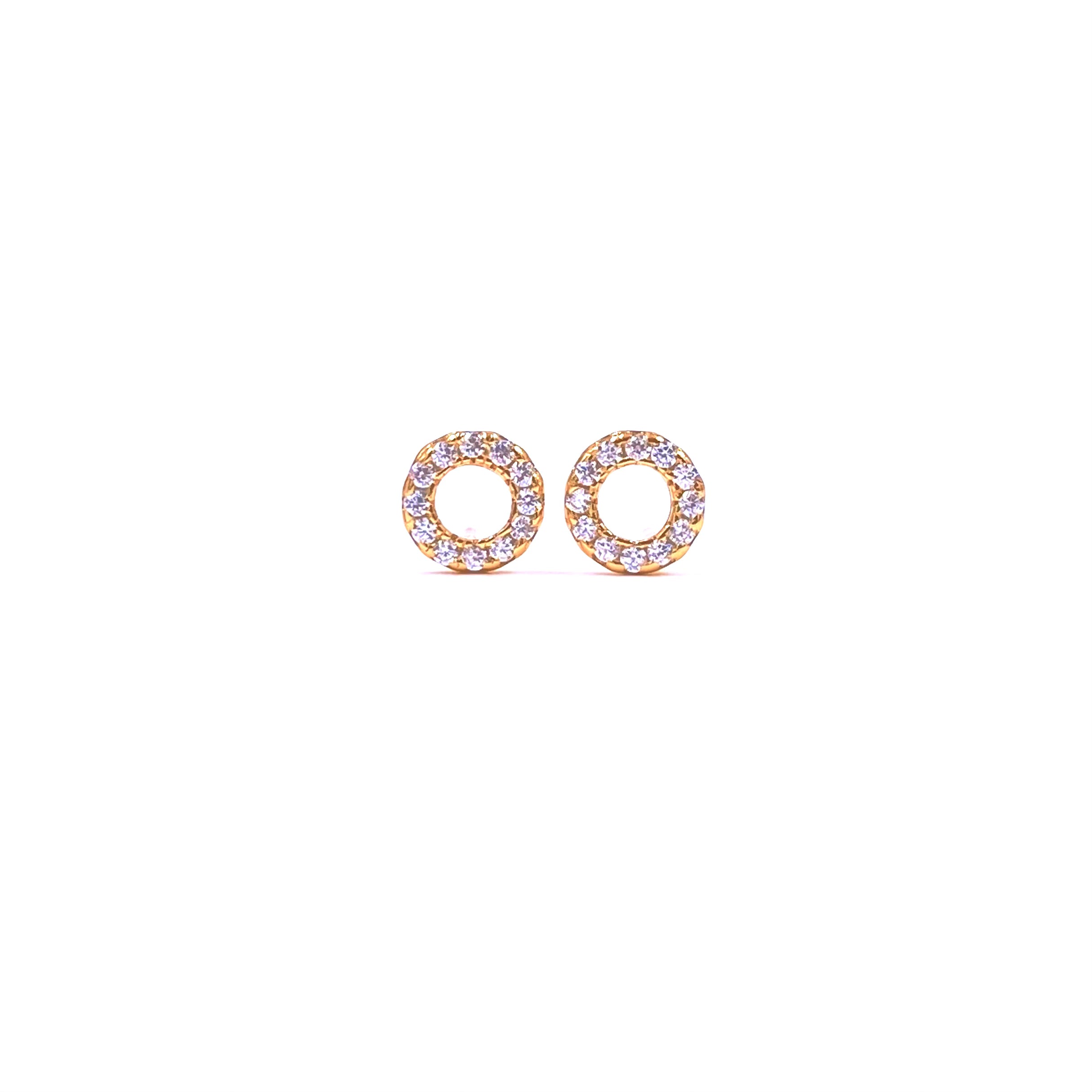 Ashley Gold Sterling Silver Gold Plated CZ Open Circle Stud Earrings for Women - Elegant Everyday Jewelry for Work, Date Night & Special Occasions