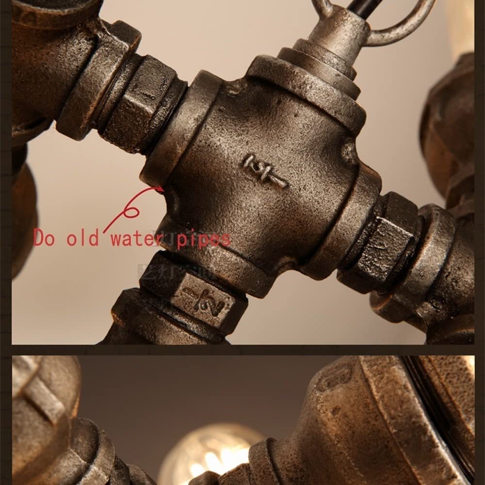 7-Lights Industrial Retro Tube Pendant Light - Vintage Steampunk Rustic Water Pipe Chandelier - Metal Iron Ceiling Lamp for Kitchen, Farmhouse, Cafe, Pub, Restaurant, Hall, Hotel - Perfect for Dining Room Lighting & Commercial Spaces