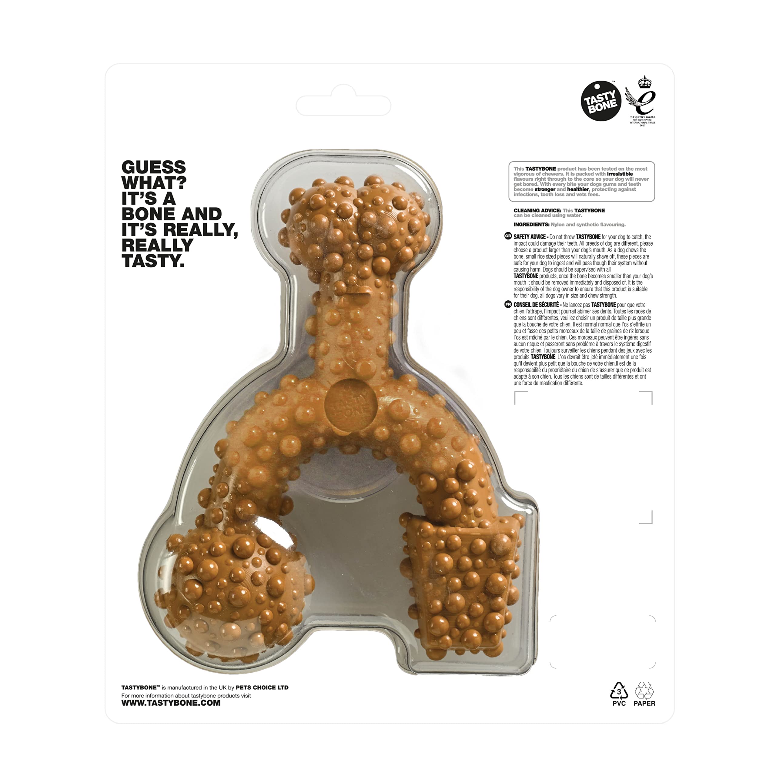 TrioBone Extra Tough Nylon Dog Chew Toy for Large Breeds - Peanut Butter Flavor, Long-Lasting Dental Chew to Promote Healthy Teeth & Gums - Triple Knot Design for Extended Playtime - Made in UK with 100% Virgin Nylon - Perfect for Aggressive Chewers, Teething Puppies & Boredom Relief