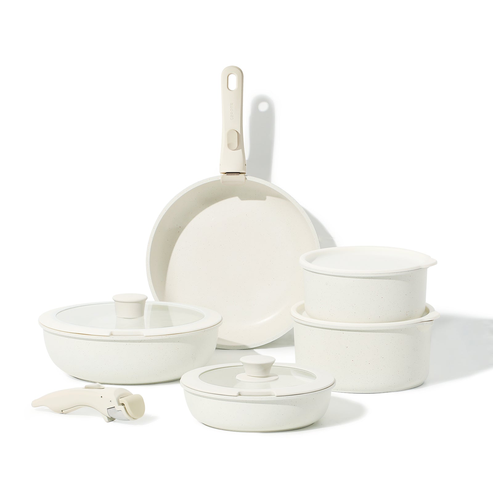11-Piece Nonstick Cookware Set with Detachable Handles - Pots and Pans Set for Induction, Gas & Electric Stoves - Perfect for Frying, Boiling & Cooking Everyday Meals
