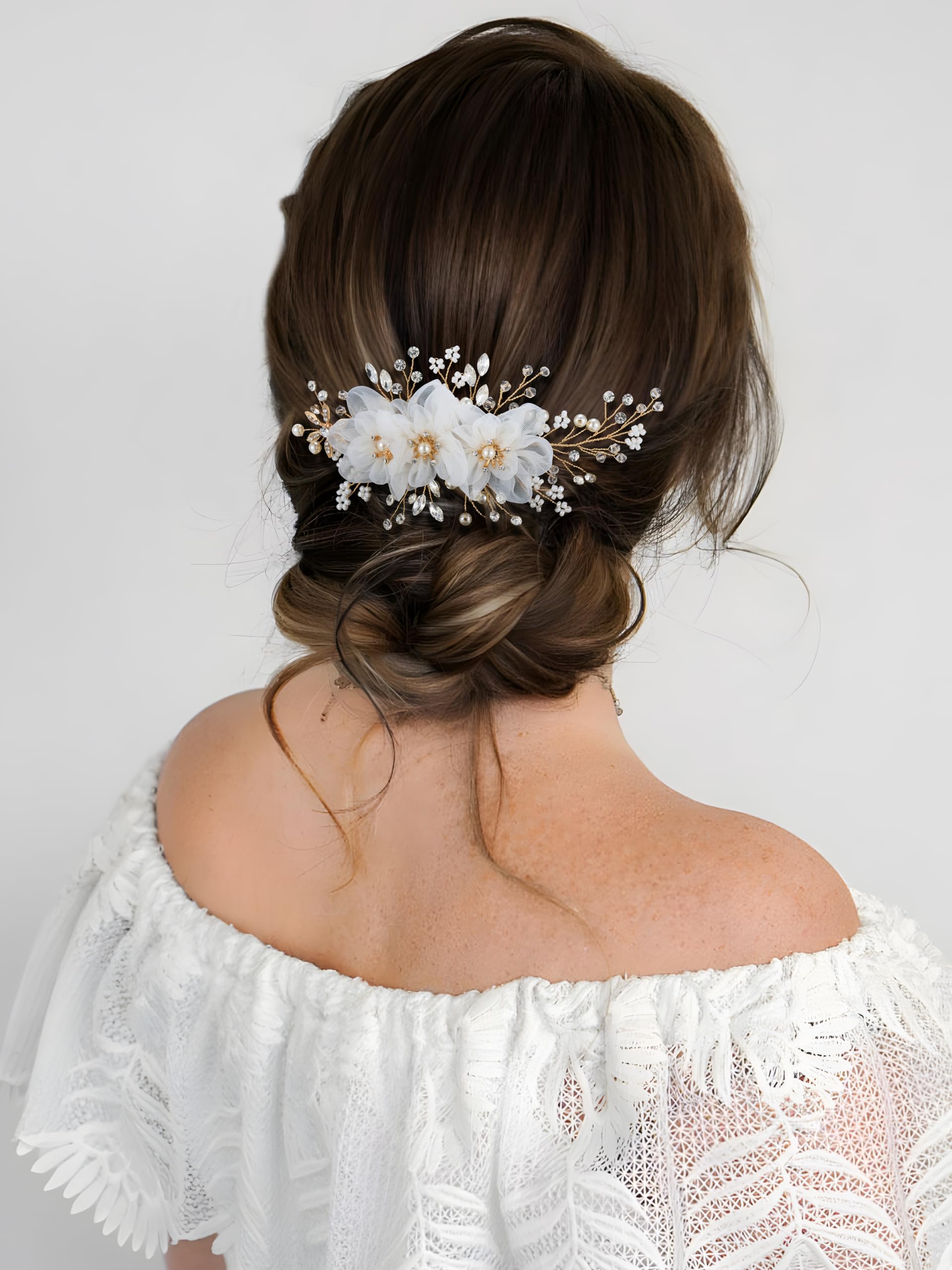SWEETV Pearl and Leaf Hair Comb Pins - Elegant Bridal Hair Accessories for Wedding, Party, Prom | Perfect for Brides, Bridesmaids, and Special Occasions