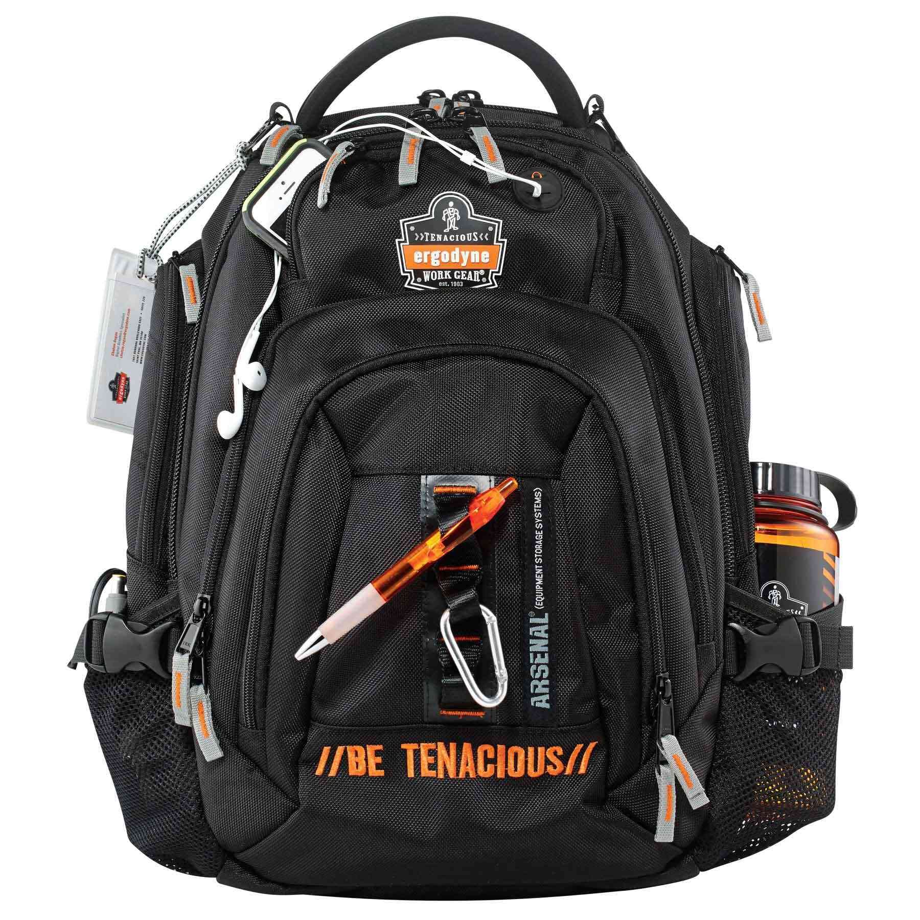 Ergodyne Arsenal 5144 Durable Laptop Backpack for Work & Travel - Black, 14x8x20 Inches (36x20x51cm) - Perfect for Business Professionals, Students & Commuters