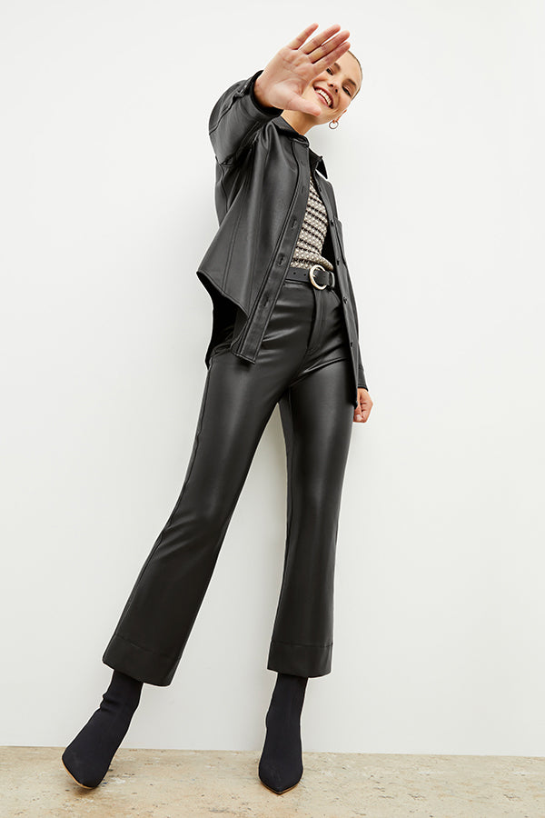 Vegan Leather Archie Pants for Women - High Waisted Faux Leather Leggings, Stretchy & Comfortable - Perfect for Casual Wear, Night Out, and Office Outfits