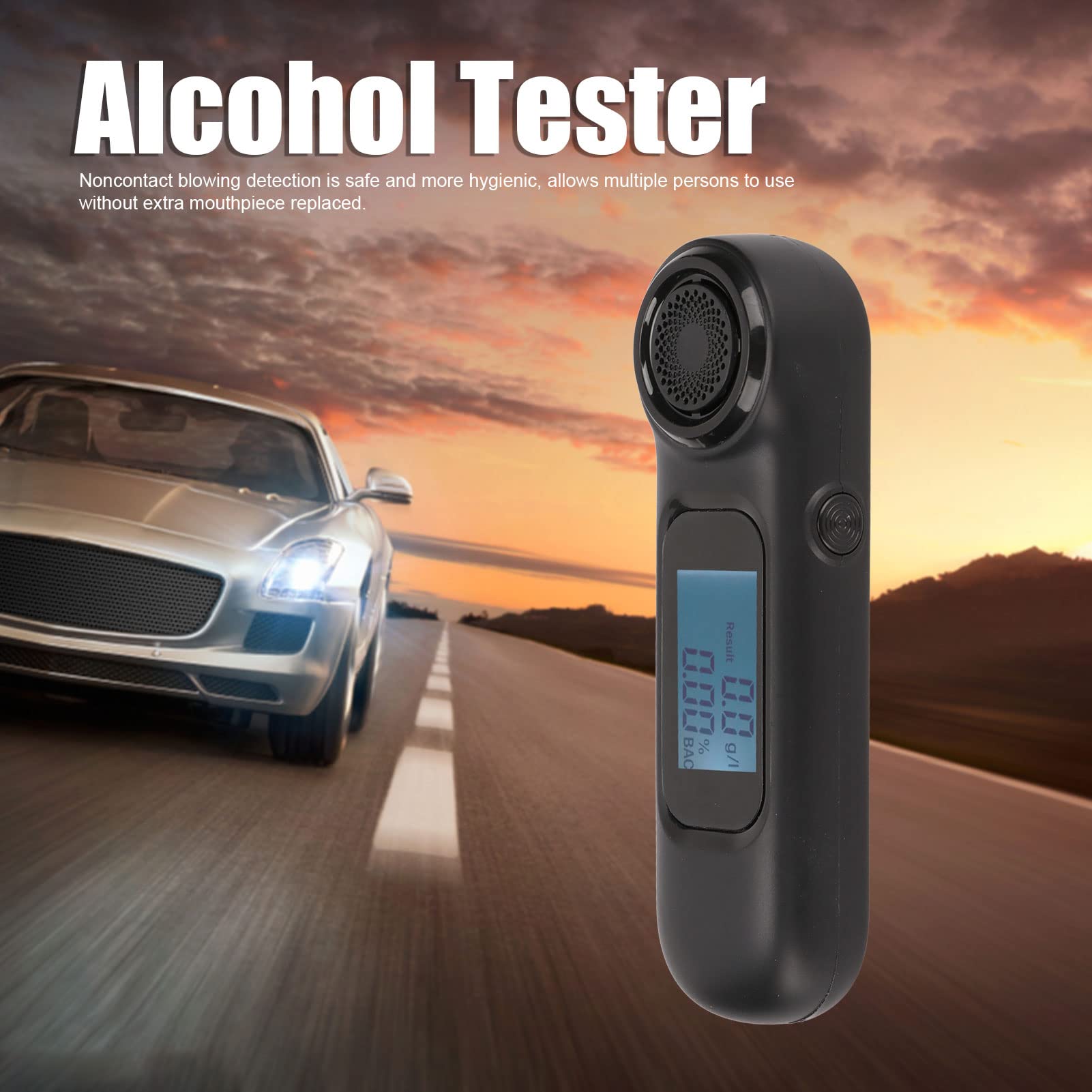 Portable Digital Breathalyzer - High Accuracy Alcohol Tester with LCD Screen, USB Rechargeable & Non-Contact Design for Home, Car, and Workplace Safety