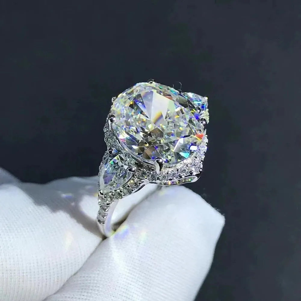 WUIHA Classic 925 Sterling Silver Oval 3EX 5CT VVS Yellow Moissanite Engagement Ring for Women - Wedding, Proposal, Anniversary Gift - Fine Jewelry for Brides & Couples