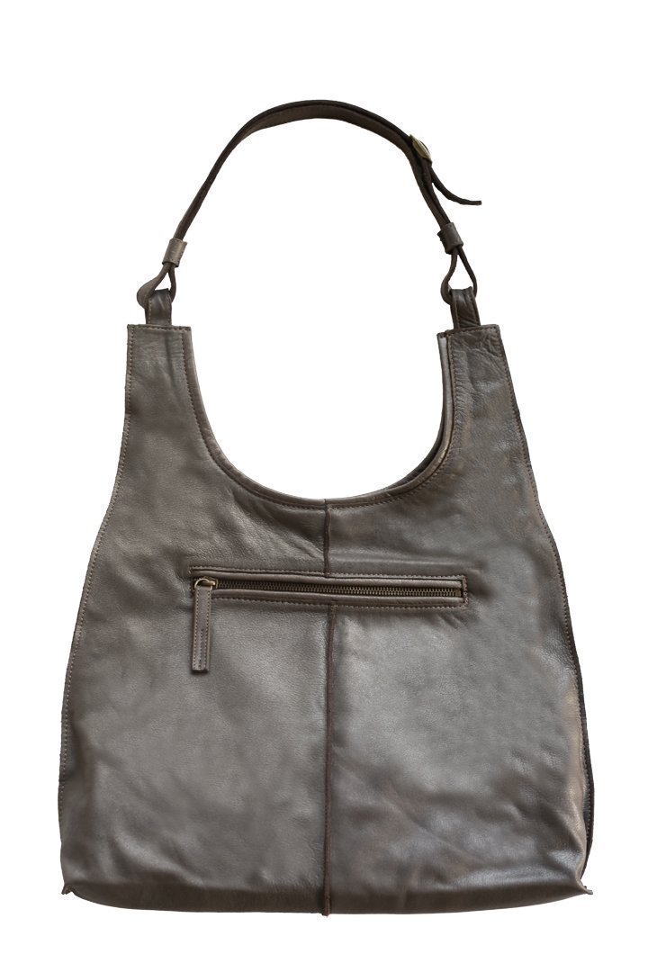 Lily and Lola Bella Women's Shoulder Bag - Premium Metallic Grey Leather Crossbody Purse for Work, Travel & Everyday Use