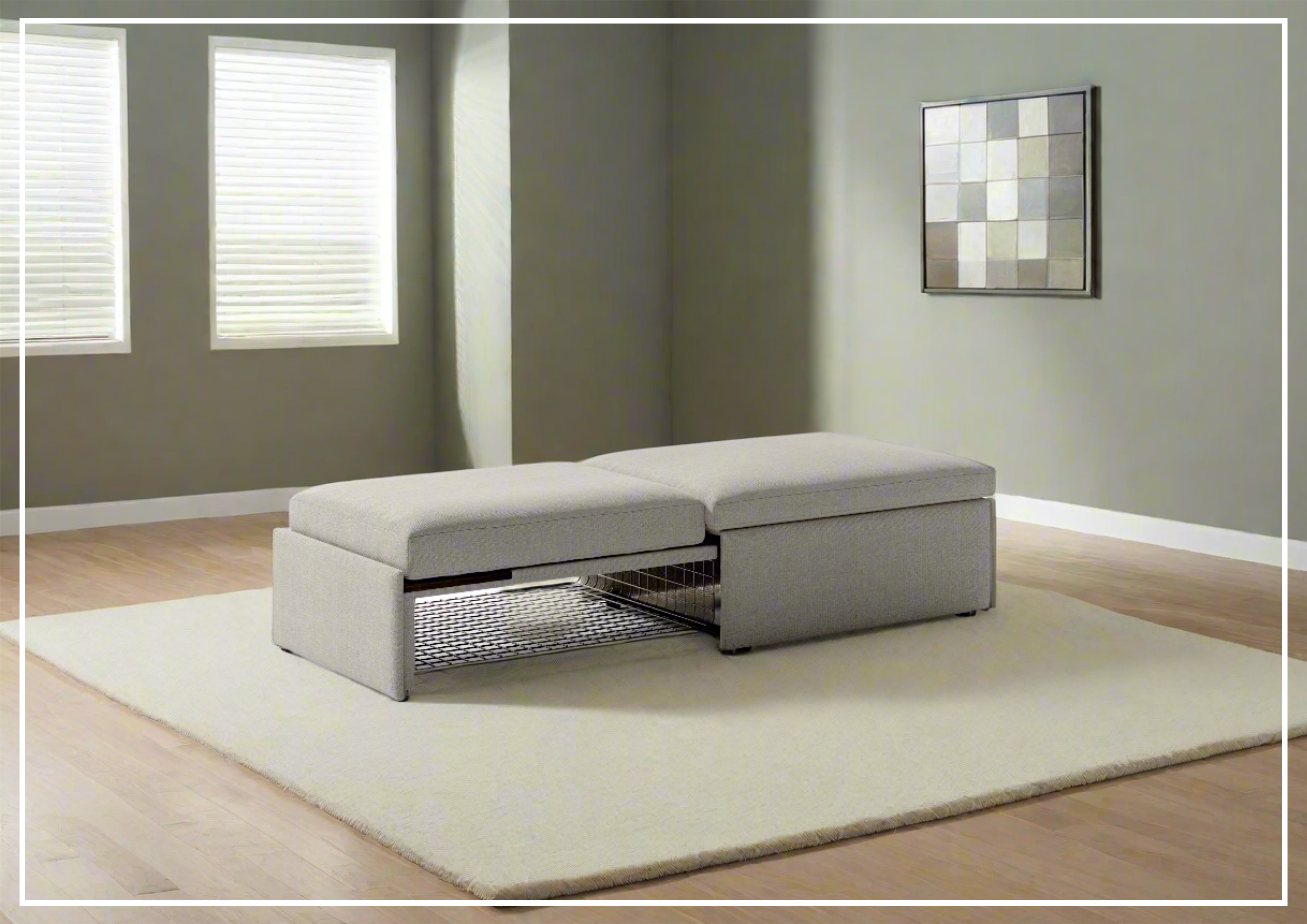Luonto Otto Cot Size Sleeper Ottoman with Storage Drawer - Convertible Daybed for Guest Room, Nursery & Small Space Living - Perfect for Apartments, Dorms & Home Offices