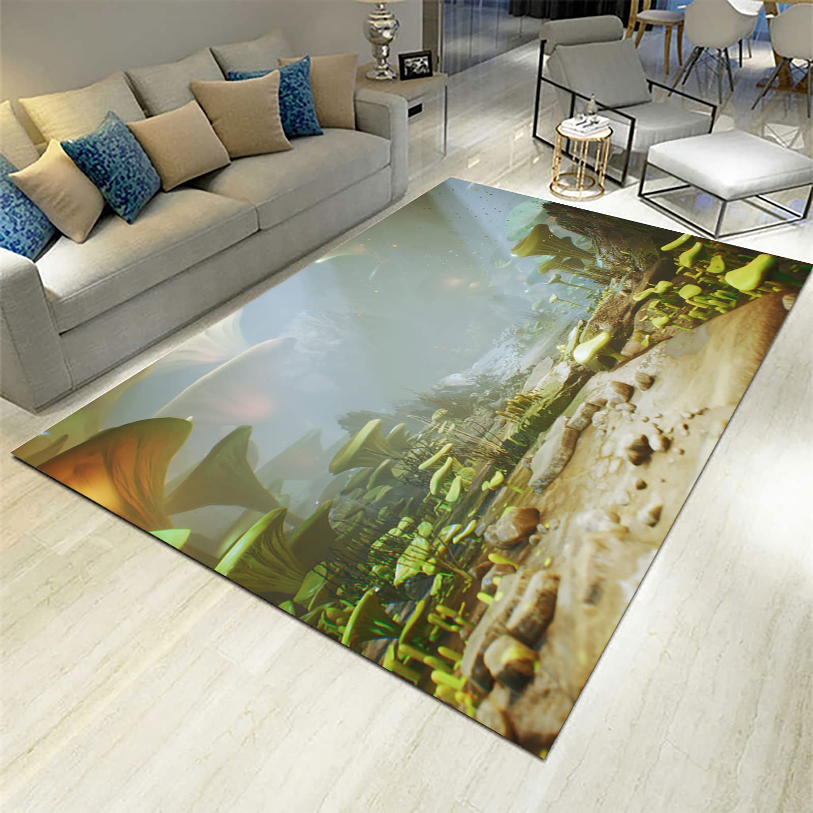 Trippy Mushroom Fantasy 3D Area Rug - Non-Slip Floor Mat for Living Room, Bedroom & Dorm | Psychedelic Decor for Bohemian & Hippie Style Homes