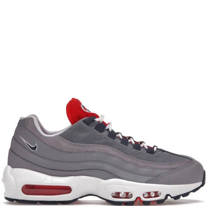 Nike Air Max 95 Running Shoes - Grey/Navy/Crimson Colorway - Cushioned Comfort for Men's Athletic Wear & Street Style Fashion