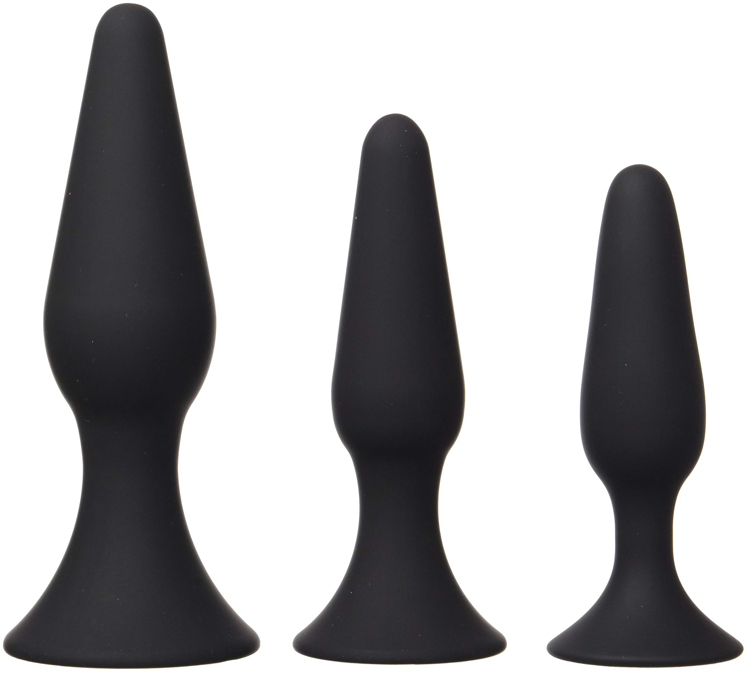 Healthy Vibes Silicone Butt Plug Kit (3 Pack, Black) - Beginner Anal Training Set for Comfortable Intercourse - Medical Grade Silicone Anal Toy with Suction Cup Base - Perfect for Couples Play, Solo Exploration & BDSM Scenes