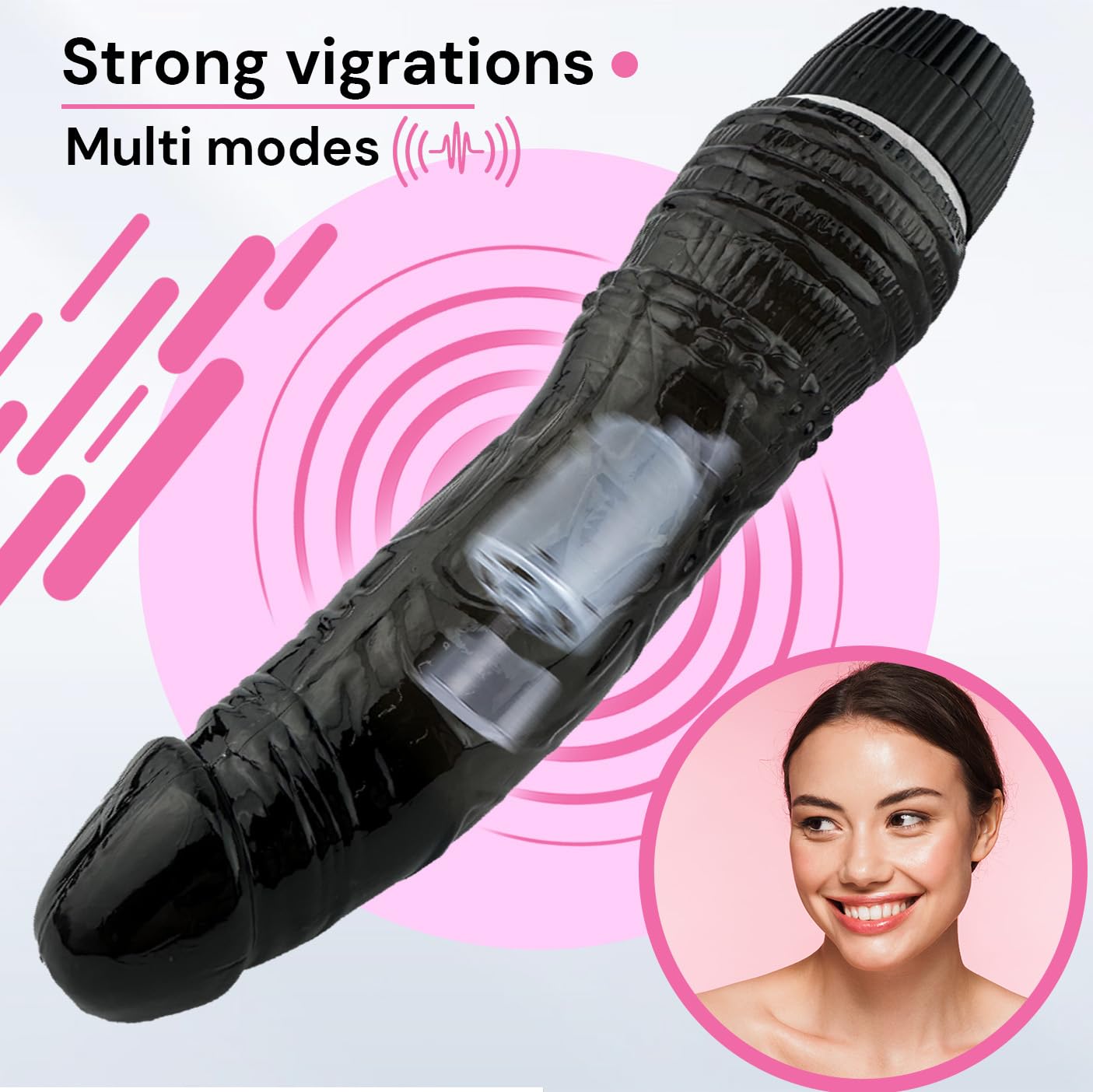 18cm Realistic Black TPR Vibrating Dildo - 3.5cm Diameter Clitoral Stimulator for Women | Powerful G-Spot & Clitoris Massager | Waterproof Sex Toy for Couples Play, Solo Pleasure & Sensual Exploration