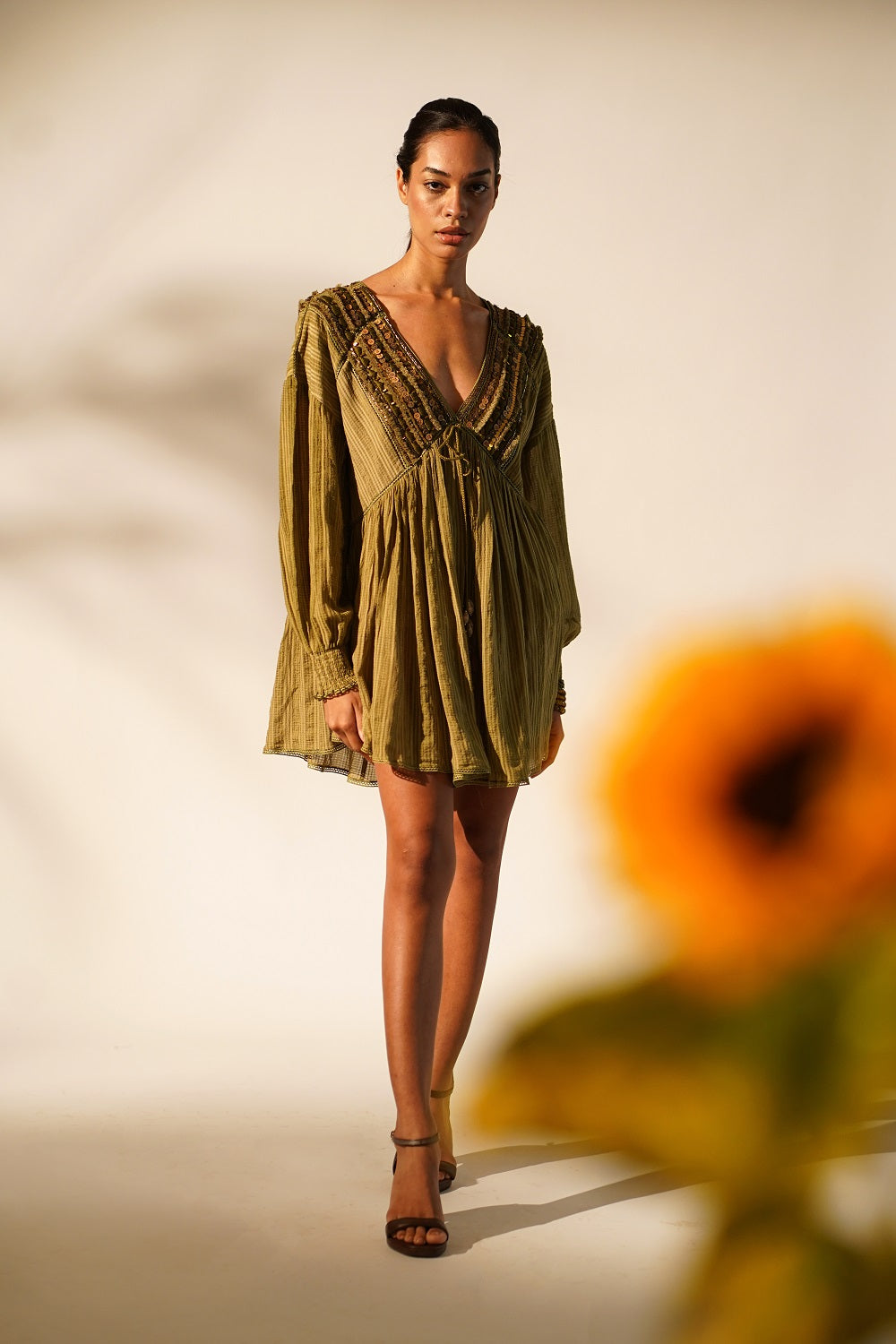 Elegant Moss Green Short Dress for Women - Summer Casual & Party Wear - Perfect for Dates, Beach Outings, and Evening Events