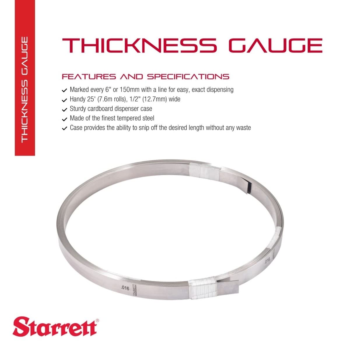 Starrett Steel Thickness Gauge 0.016