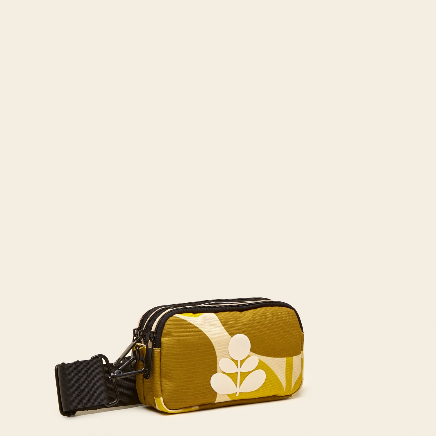 Tripod Triple Zip Pouch - Waterproof Block Flower Sunshine Design Organizer for Travel, Gym & Daily Essentials | Compact Storage Bag for Cosmetics, Electronics & Accessories