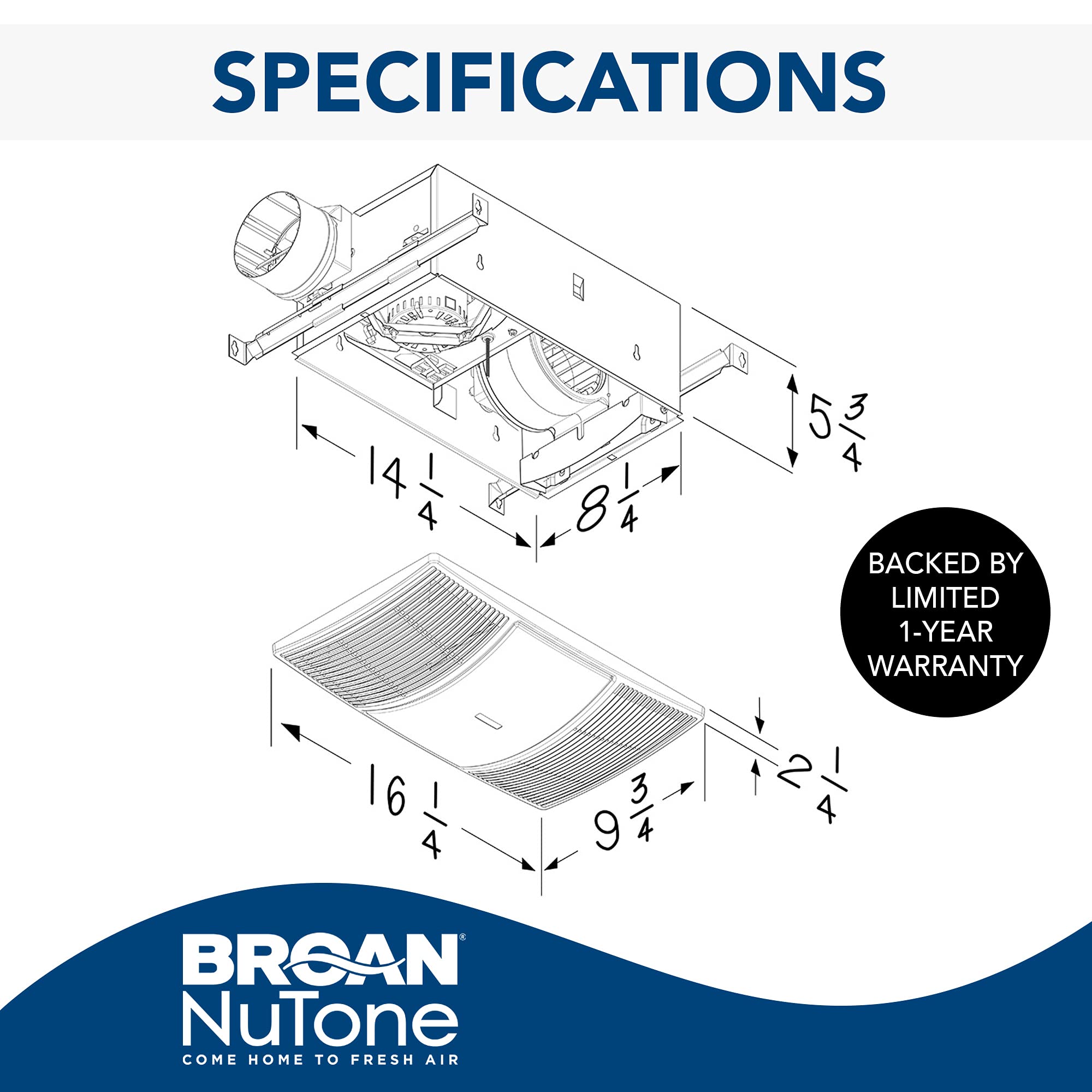 Broan-NuTone PowerHeat Bathroom Exhaust Fan with Heater, LED Light & Enerlites Timer Switch Combo - Perfect for Bathroom Ventilation, Heating & Lighting in Homes, Apartments & Hotels