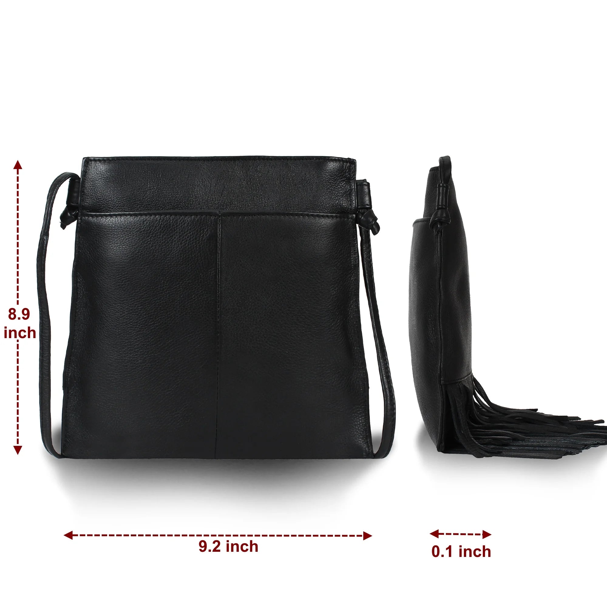 Stylish Leather Fringe Hobo Handbag for Women - Medium Size Black Crossbody Purse | Perfect for Casual Outings, Shopping & Travel Accessories