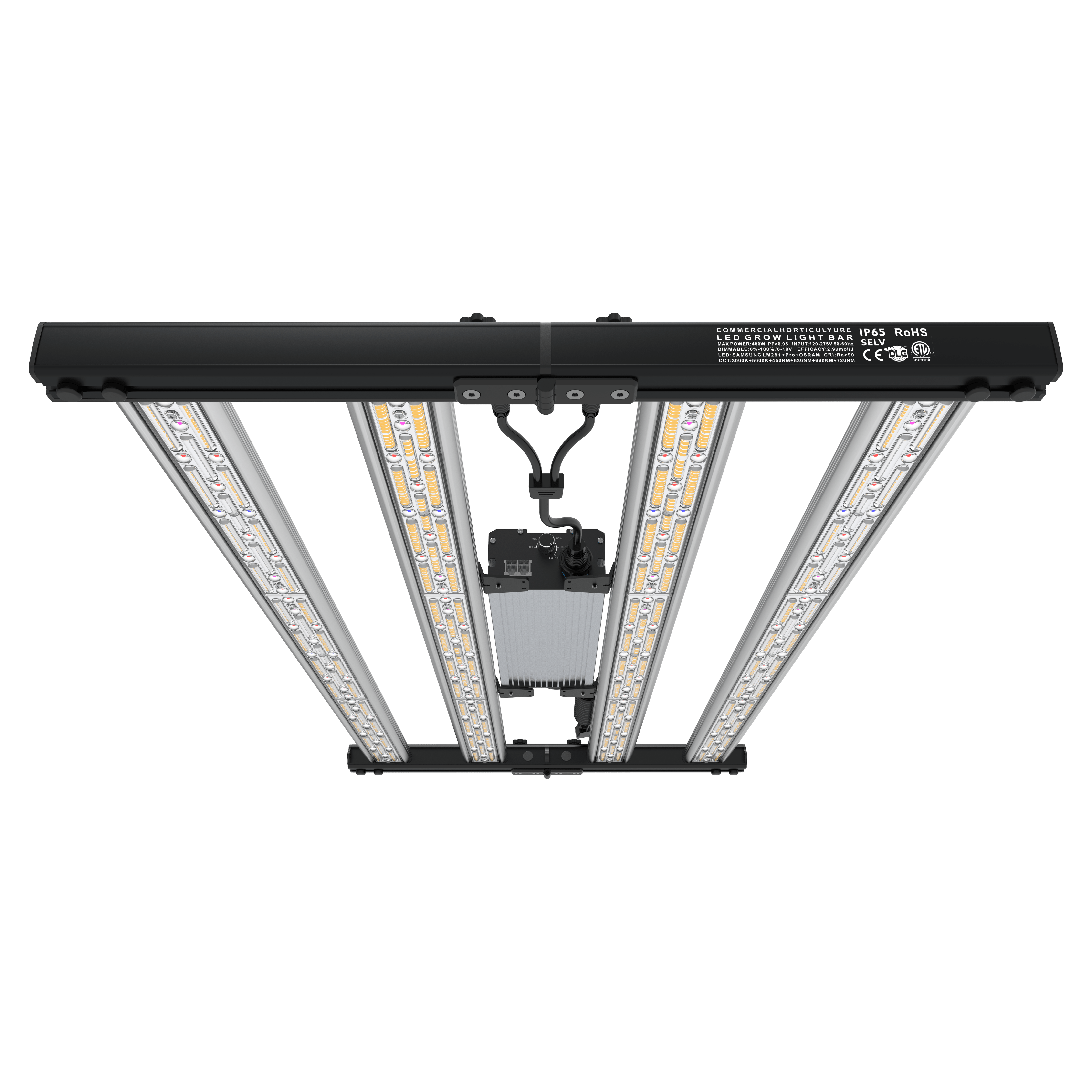HortiBloom Mega Optic 500W Full Spectrum LED Grow Light for Indoor Plants - Hydroponics, Greenhouse & Home Gardening