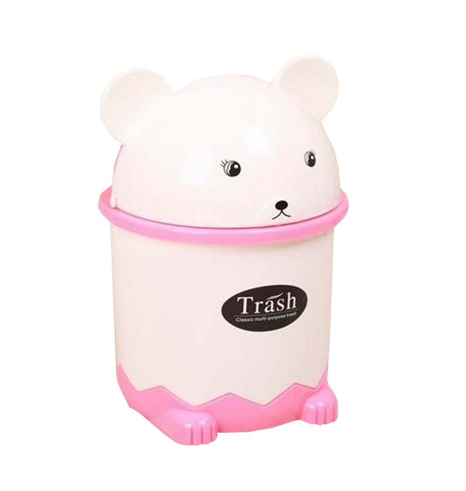 East Majik Creative PP Home Trash Can - Office Garbage Bin with Lid, Pink - Perfect for Kitchen, Bathroom, Bedroom & Office Waste Disposal
