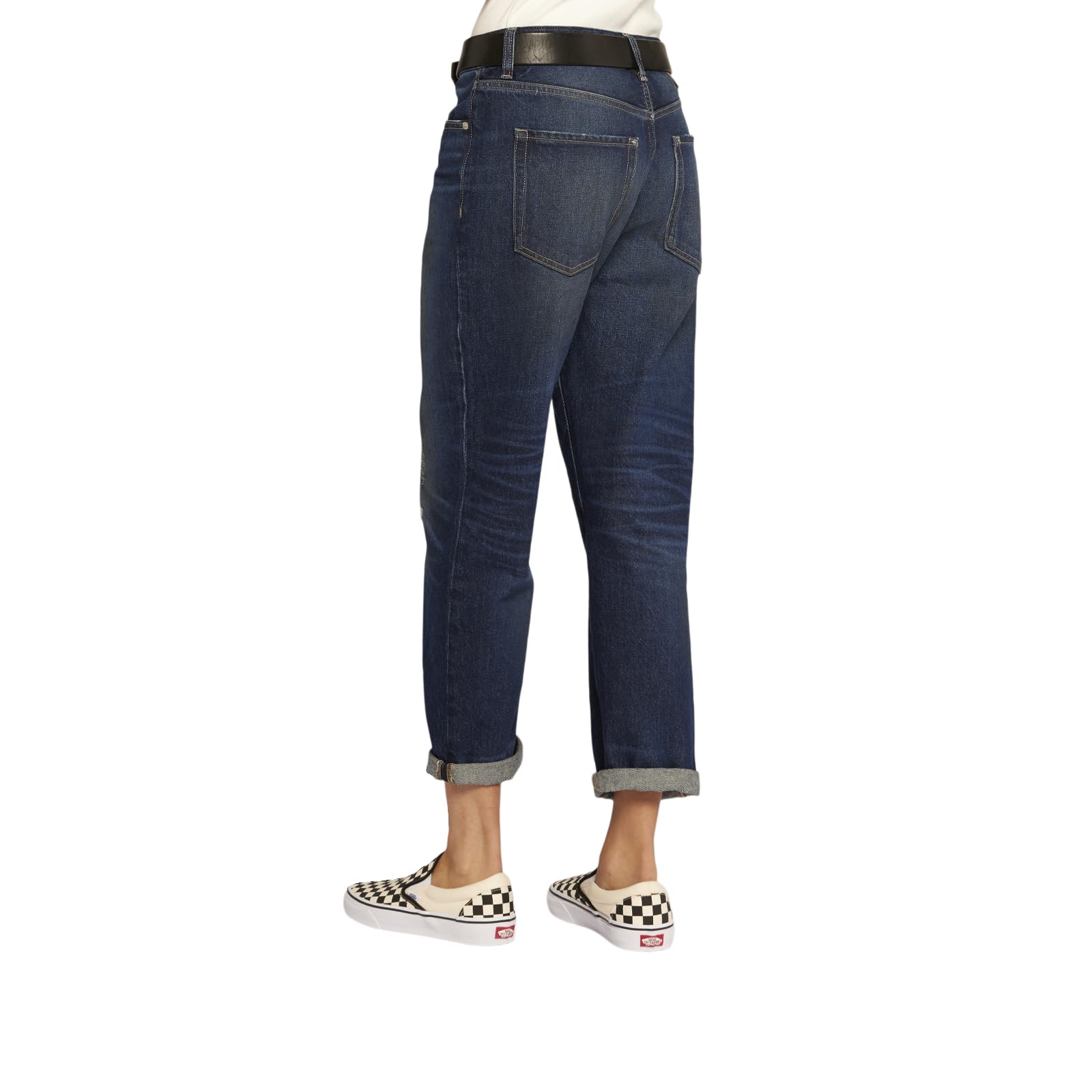 Current/Elliott Women's The Boy Genius Boyfriend Classic Fit Jeans - Distressed Denim Pants for Casual Wear & Everyday Outfits