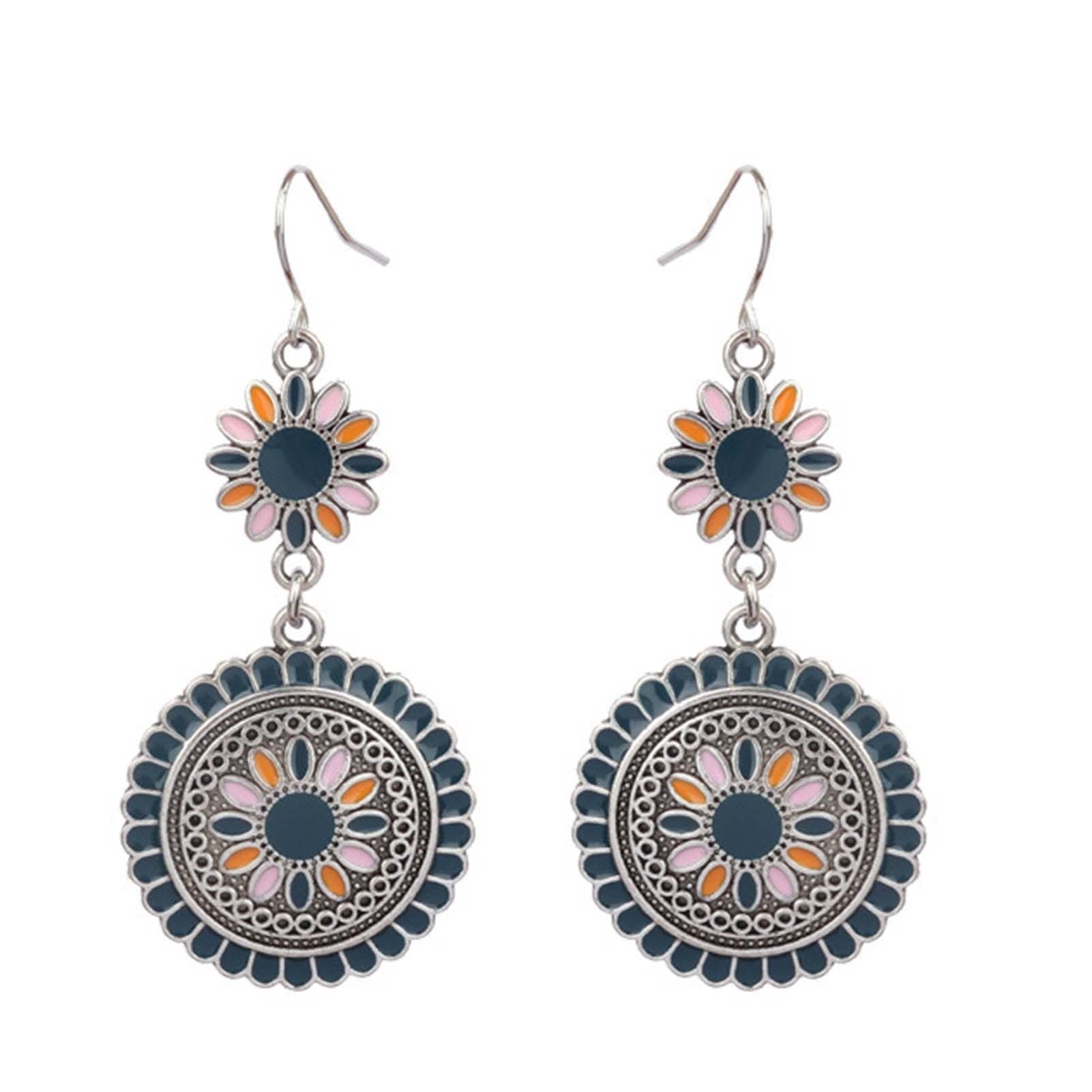 1 Pair Bohemian Vintage Drop Earrings - Multicolor Shiny Beaded Hollow Hook Earrings for Women | Perfect for Dating, Parties, Weddings & Special Occasions