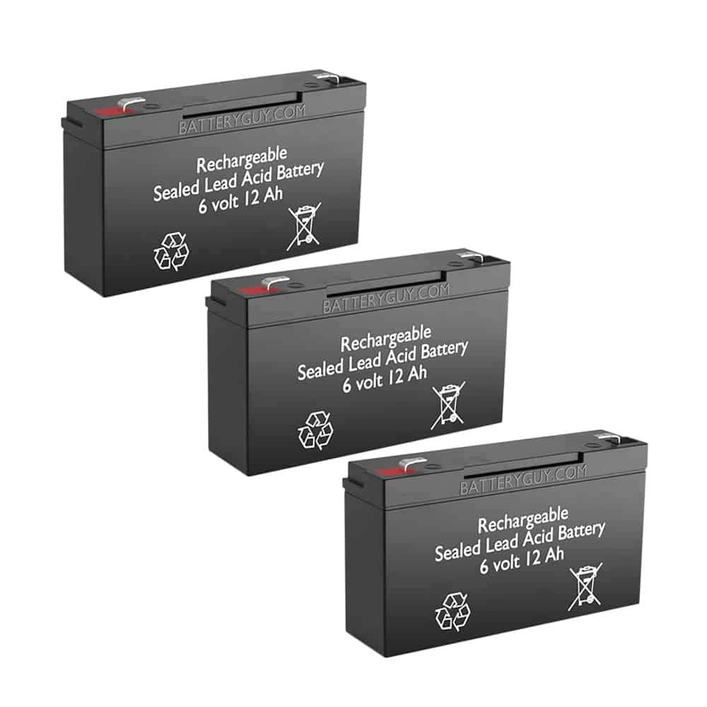 DG6-10F-F2 Replacement 6V 12AH SLA Batteries (Rechargeable, High Rate) - 3 Pack for Power Wheels, Emergency Lights & Security Systems