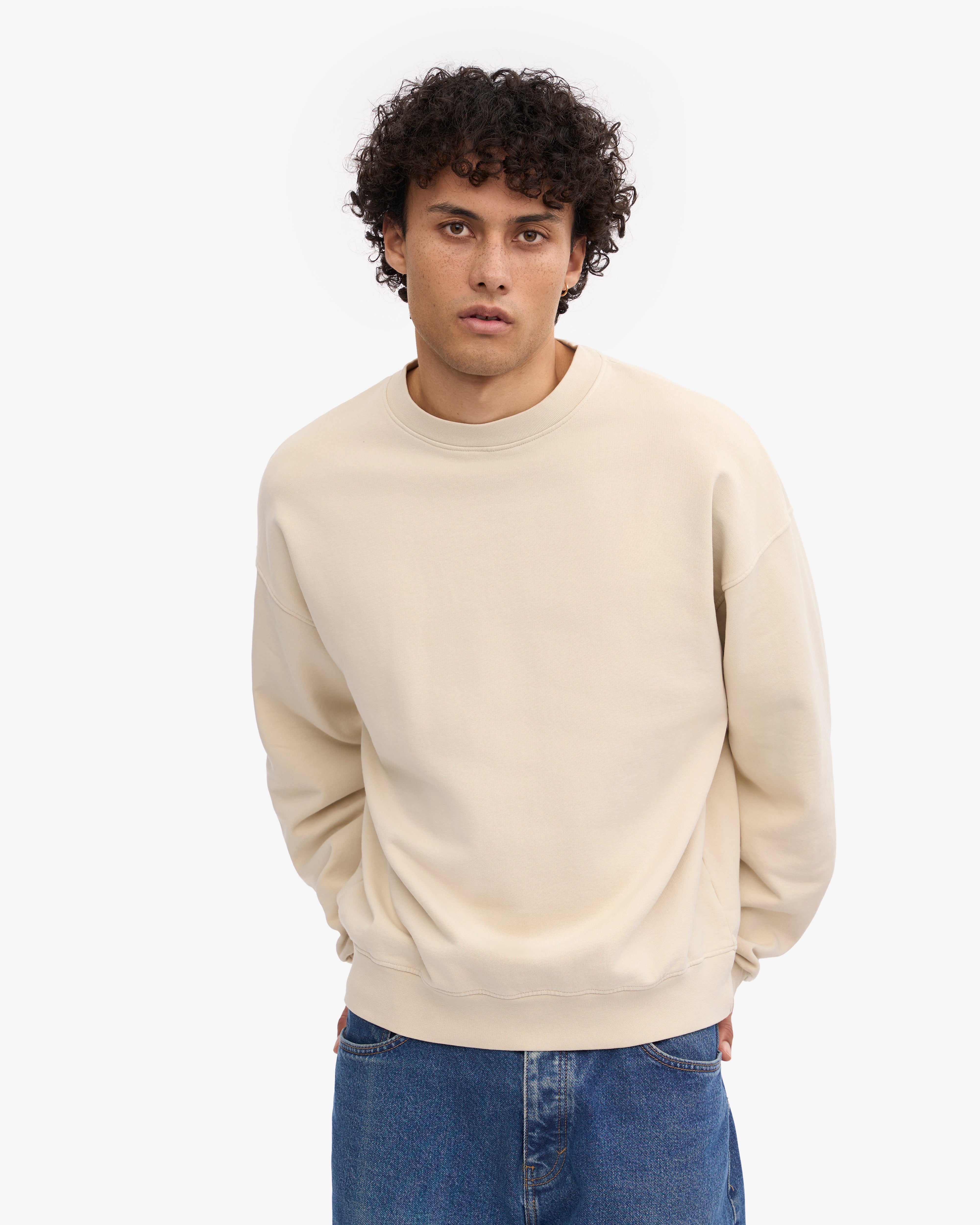 Organic Oversized Crewneck Sweatshirt - Ivory White | Soft & Comfortable Cotton Pullover for Women & Men | Perfect for Casual Wear, Loungewear & Cozy Outfits